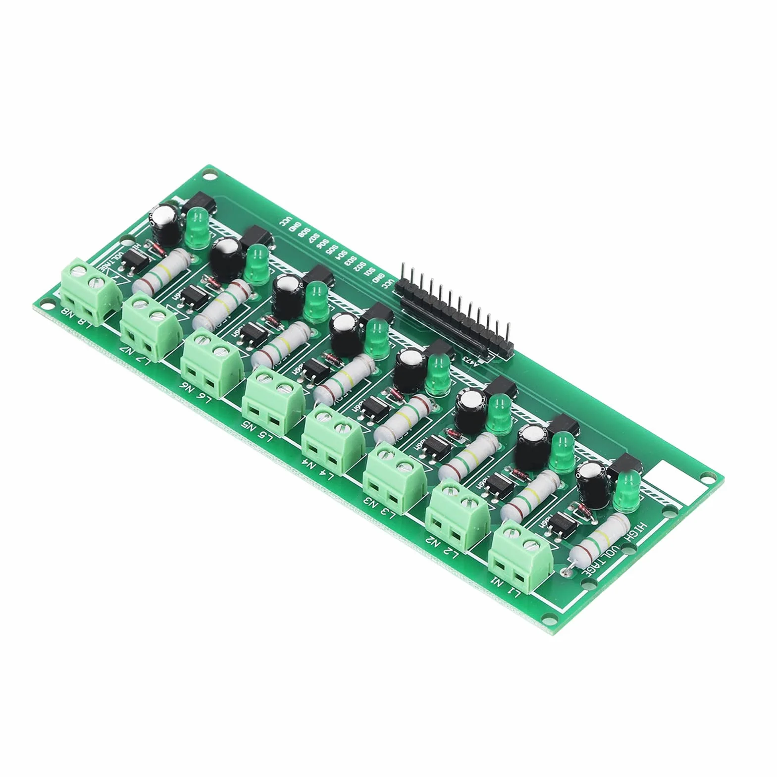 Moduł Wykrywania Napięcia 220V AC 8-kanałowy z Izolacją Transoptorową PLC PCB 3-5V