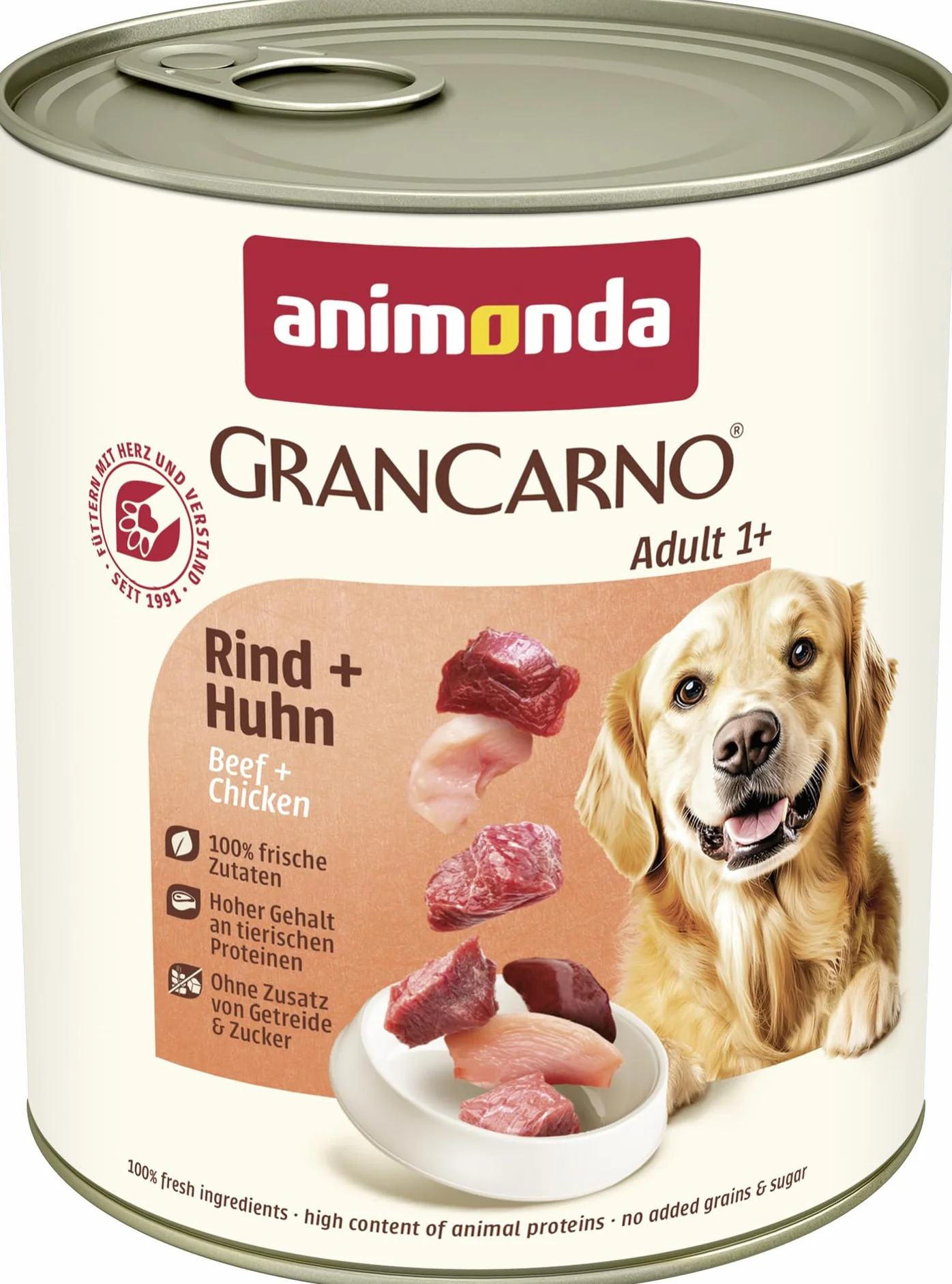 Animonda GranCarno 82741 Mokra Karma z Kurczakiem i Wołowiną dla Dorosłych Psów, 6 x 800 g