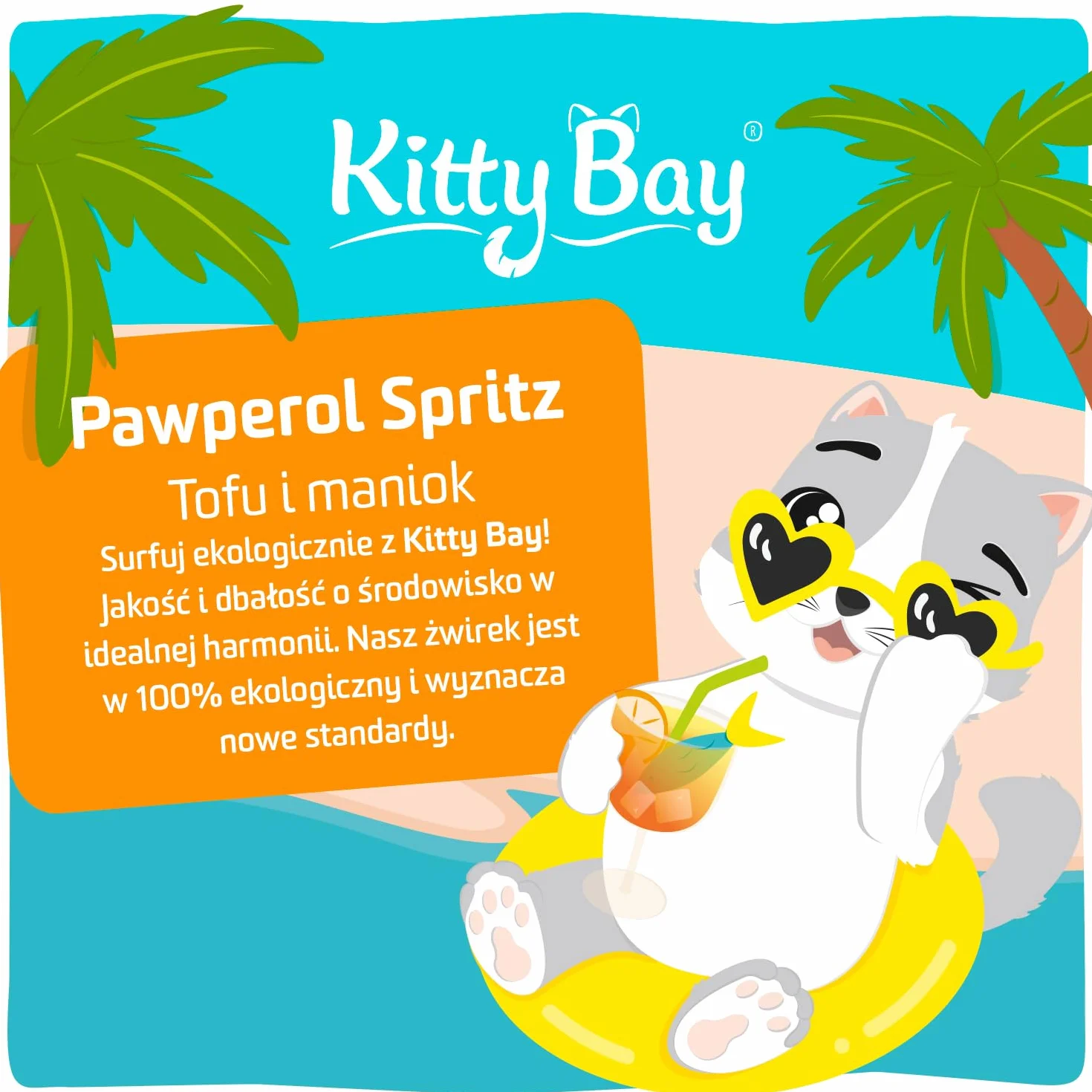 Kitty Bay - Pawperol Spritz - ECO zbrylający się i bezpyłowy żwirek dla kota, tofu i maniok, 10 litrów