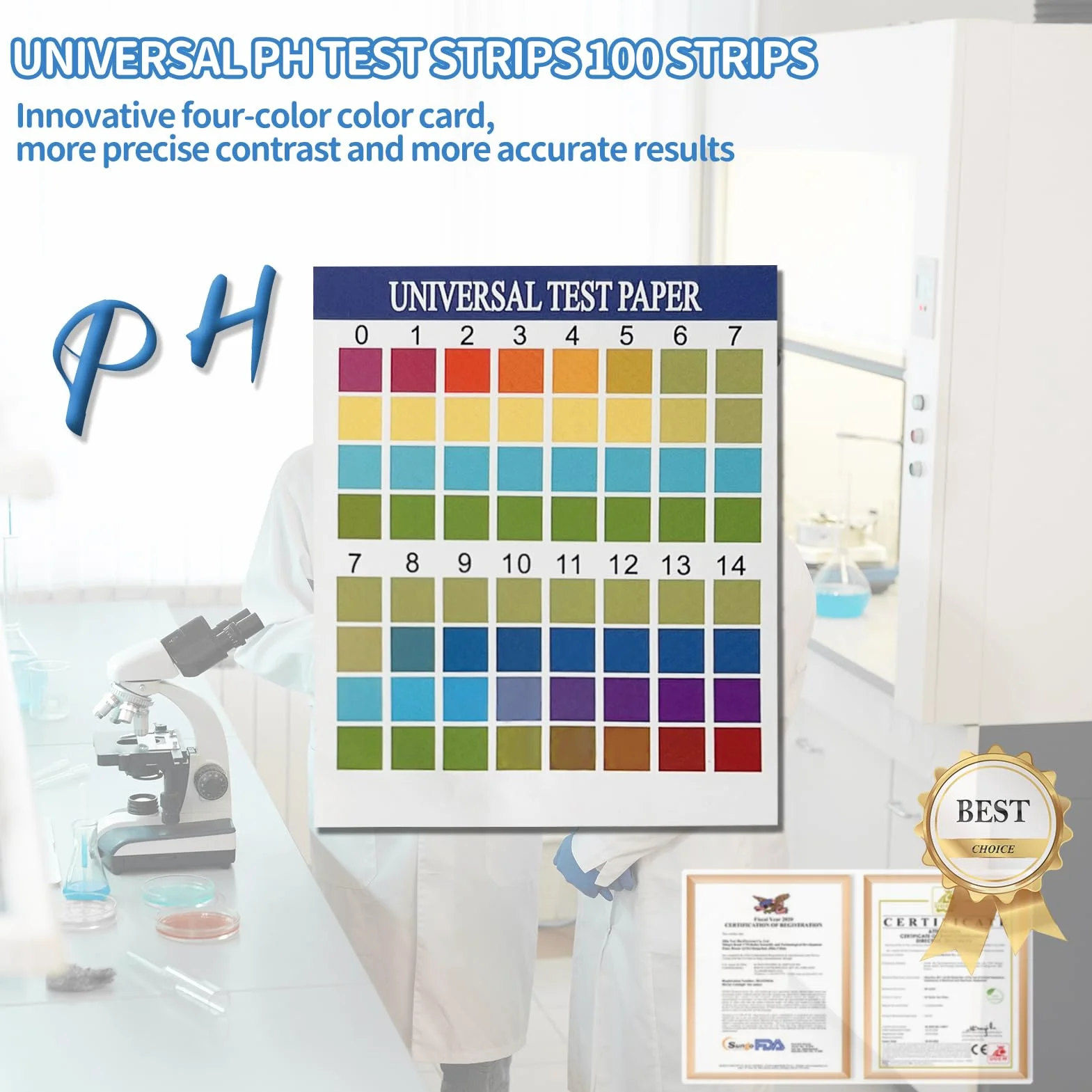 Uniwersalne paski pH 100 sztuk testów wody w pełnym zakresie od 0 do 14, szybki test pH do basenów wody pitnej, laboratoriów, akwariów, siłowni