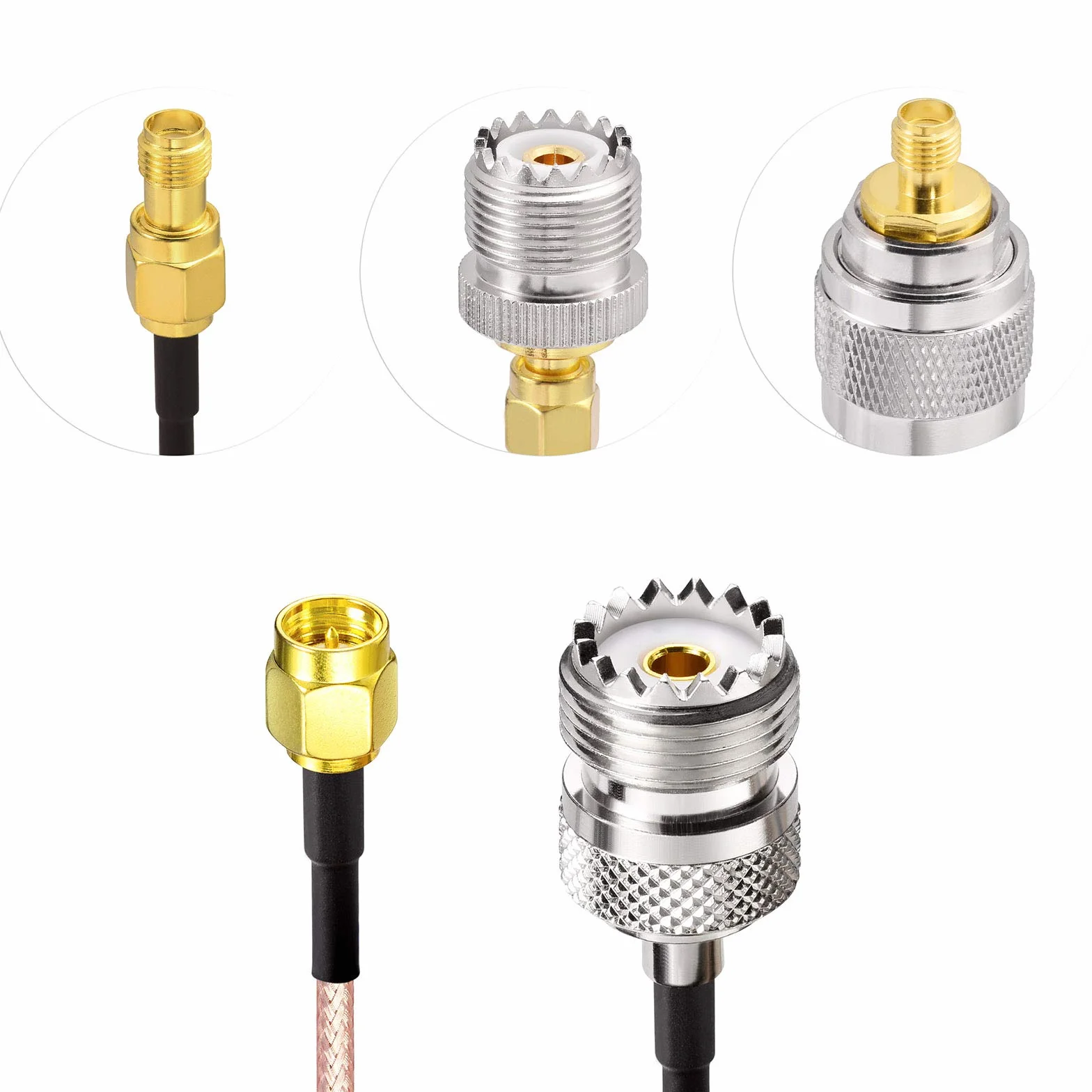 Superbat SMA do SO239 UHF Kabel RG316 przedłużacz 30 cm - 50 omów z 3-częściowym adapterem do CB Radio Amateur Antena
