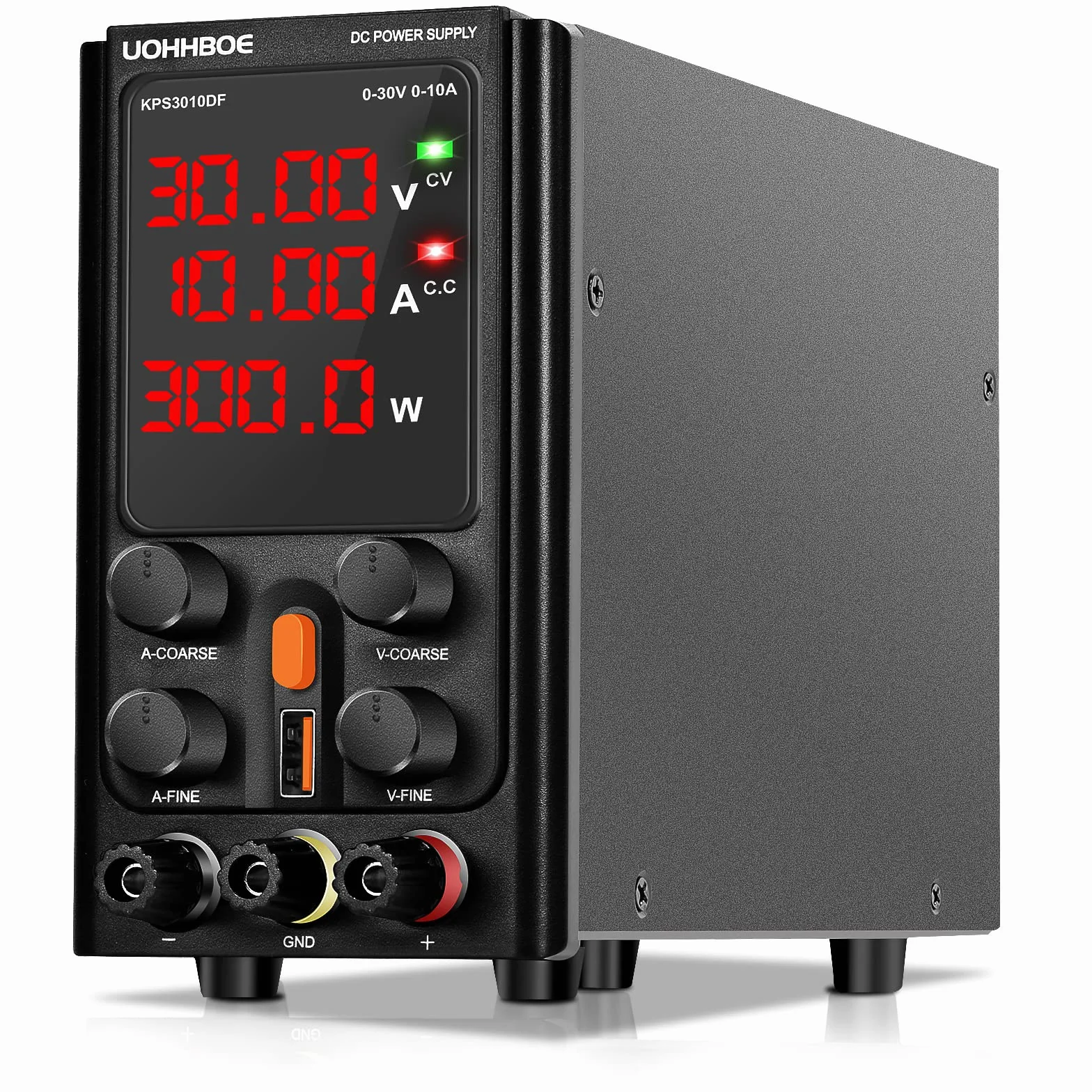UOHHBOE Laboratorium zasilania elektrycznego 30V/10A DC Regulowany zasilacz bankowy z wyświetlaczem LED 4 cyfrowy port USB 5V/2A krokodyl kabel
