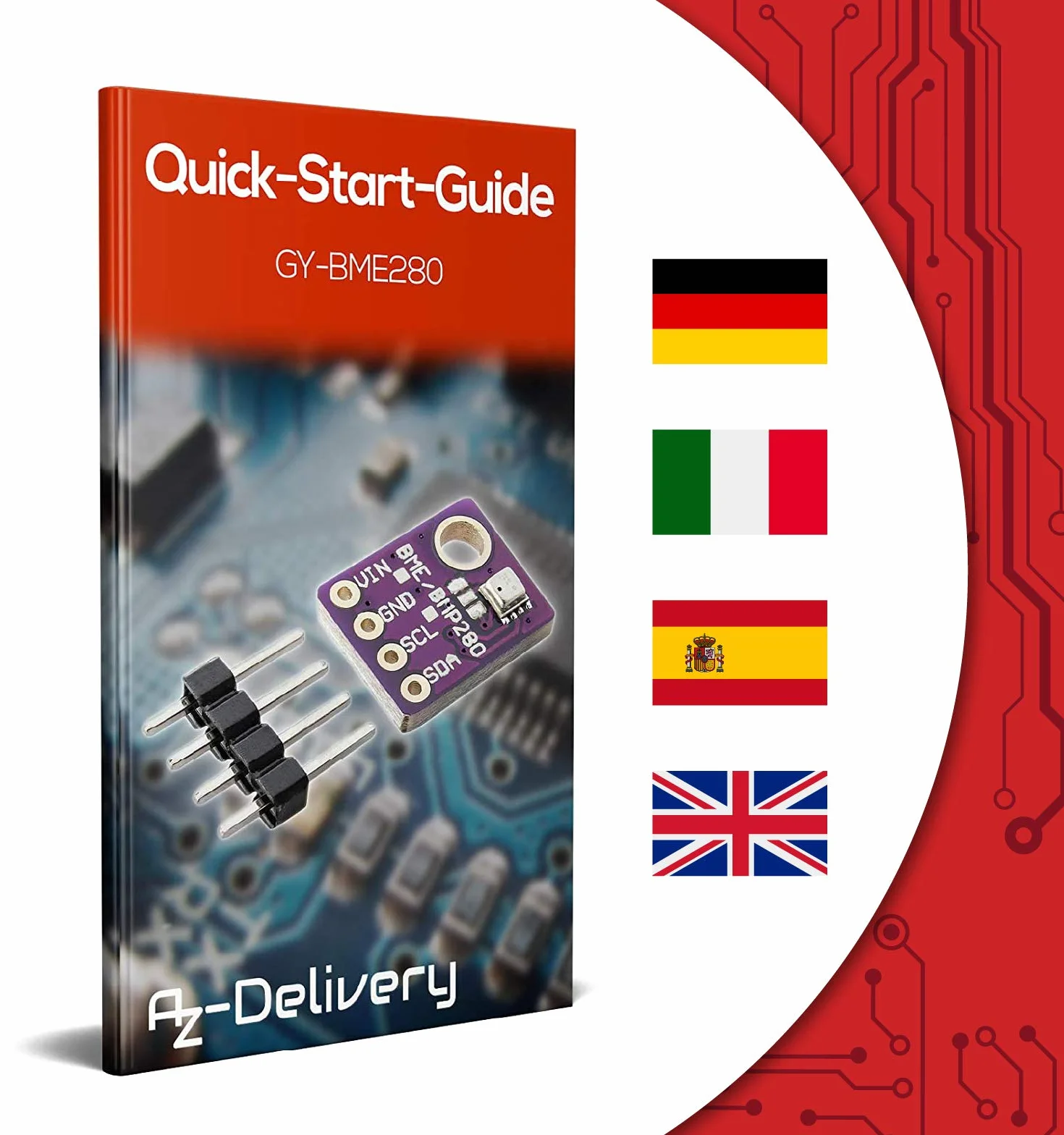 AZDelivery GY-BME280 Czujnik barometryczny do pomiaru temperatury, wilgotności i ciśnienia powietrza kompatybilny z Arduino i Raspberry Pi wraz z e-bookiem!