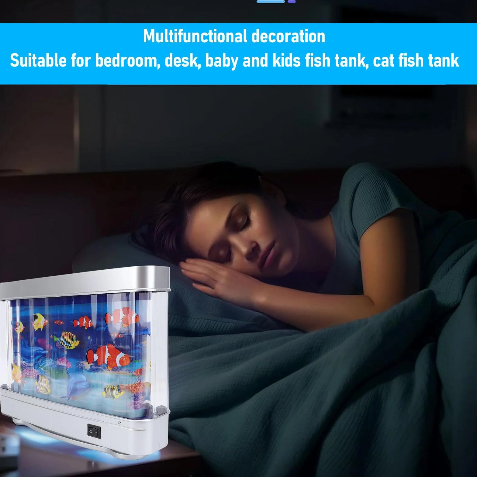Dynamiczna sztuczna tropikalna ryba, realistyczna lampa sensoryczna LED do akwarium, z ruchomymi rybami, dla dzieci, akwarium dla kotów, akwarium zabawkowe, do sypialni, biura