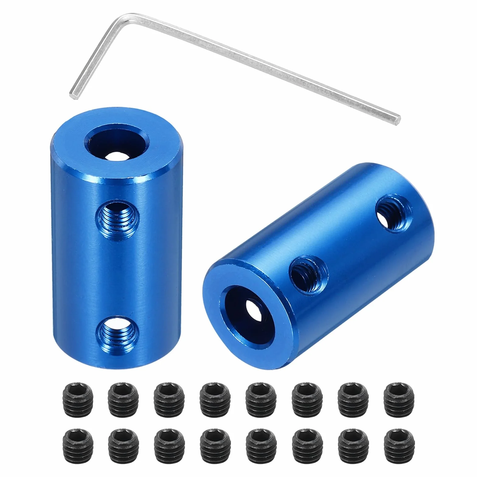 QUARKZMAN Sztywne sprzęgło śrubowe 6 mm do 8 mm, sprzęgło wału, dł. 25 mm x śr. 14 mm, zestaw łączników stalowych do drukarki 3D, "zrób to sam", z 8 śrubami klucza sześciokątnego, 2 sztuki