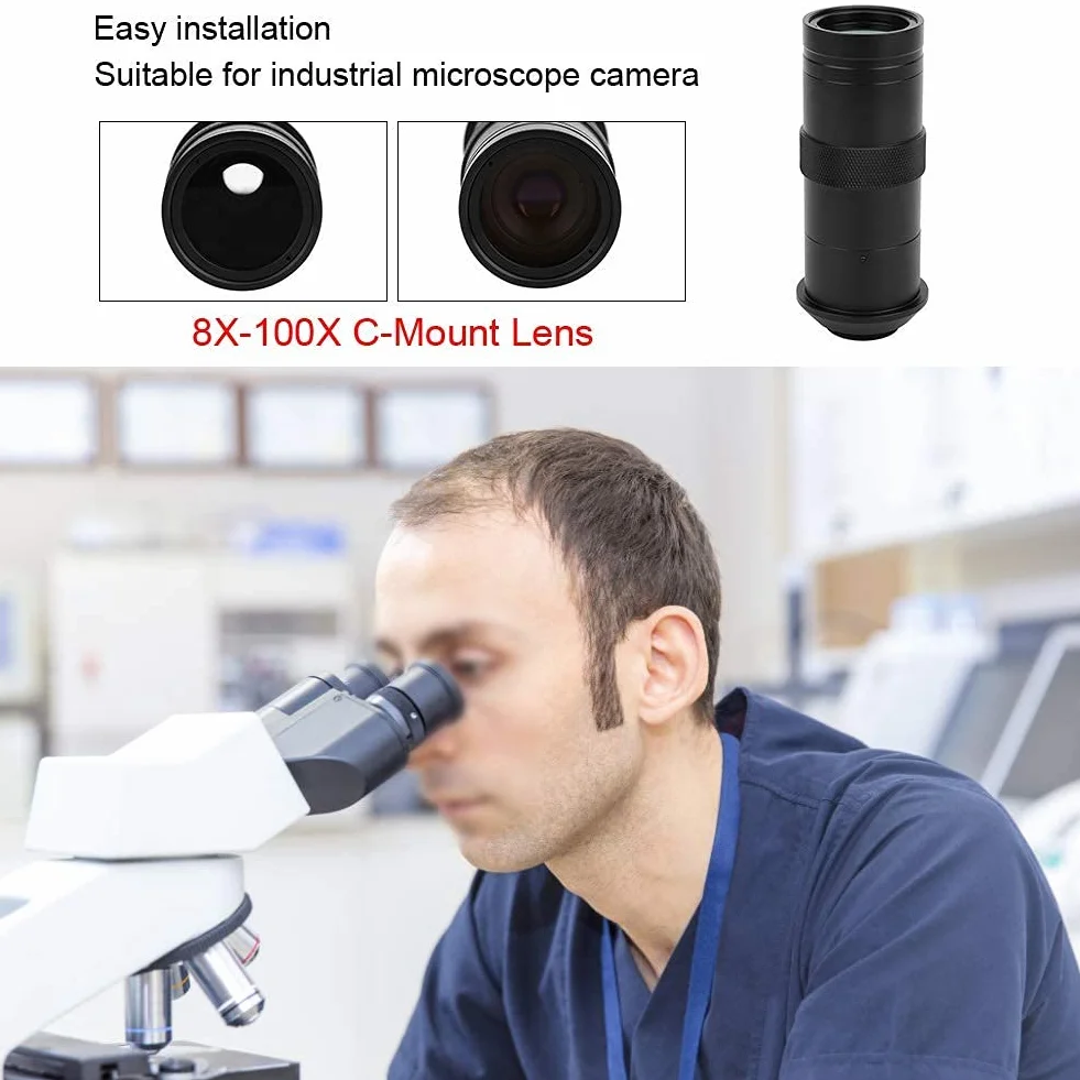 8X-100X C-mount mocowanie obiektywu Zoom regulowane powiększenie obiektyw CCD obiektyw mikroskop przemysłowy kamera lupa do obiektywu mikroskopu 25 mm