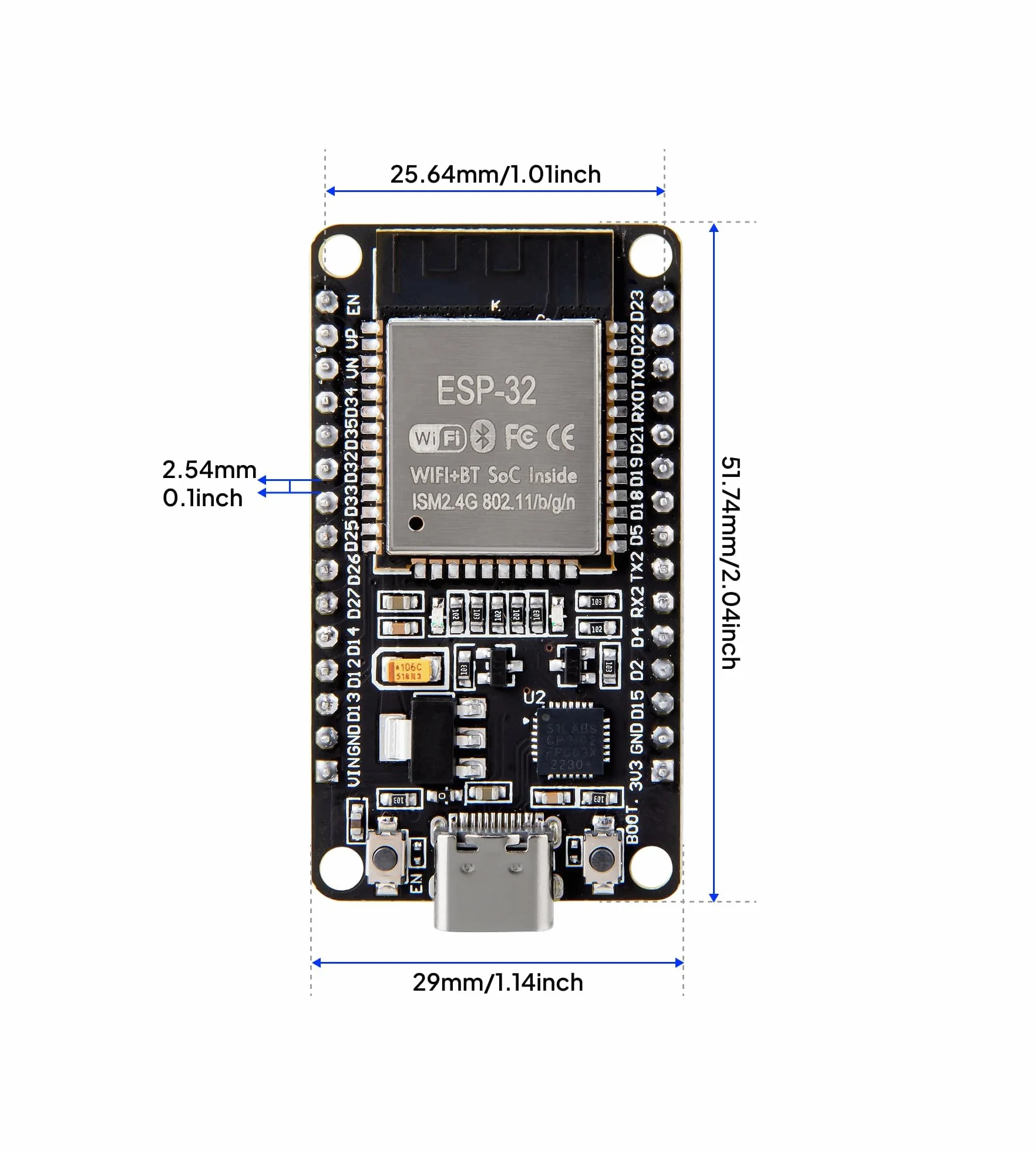 ELEGOO ESP32 płytka rozwojowa USB-C 2,4 GHz Dual Mode WiFi Bluetooth Dual Core mikrokontroler do Arduino IDE, 3 sztuki