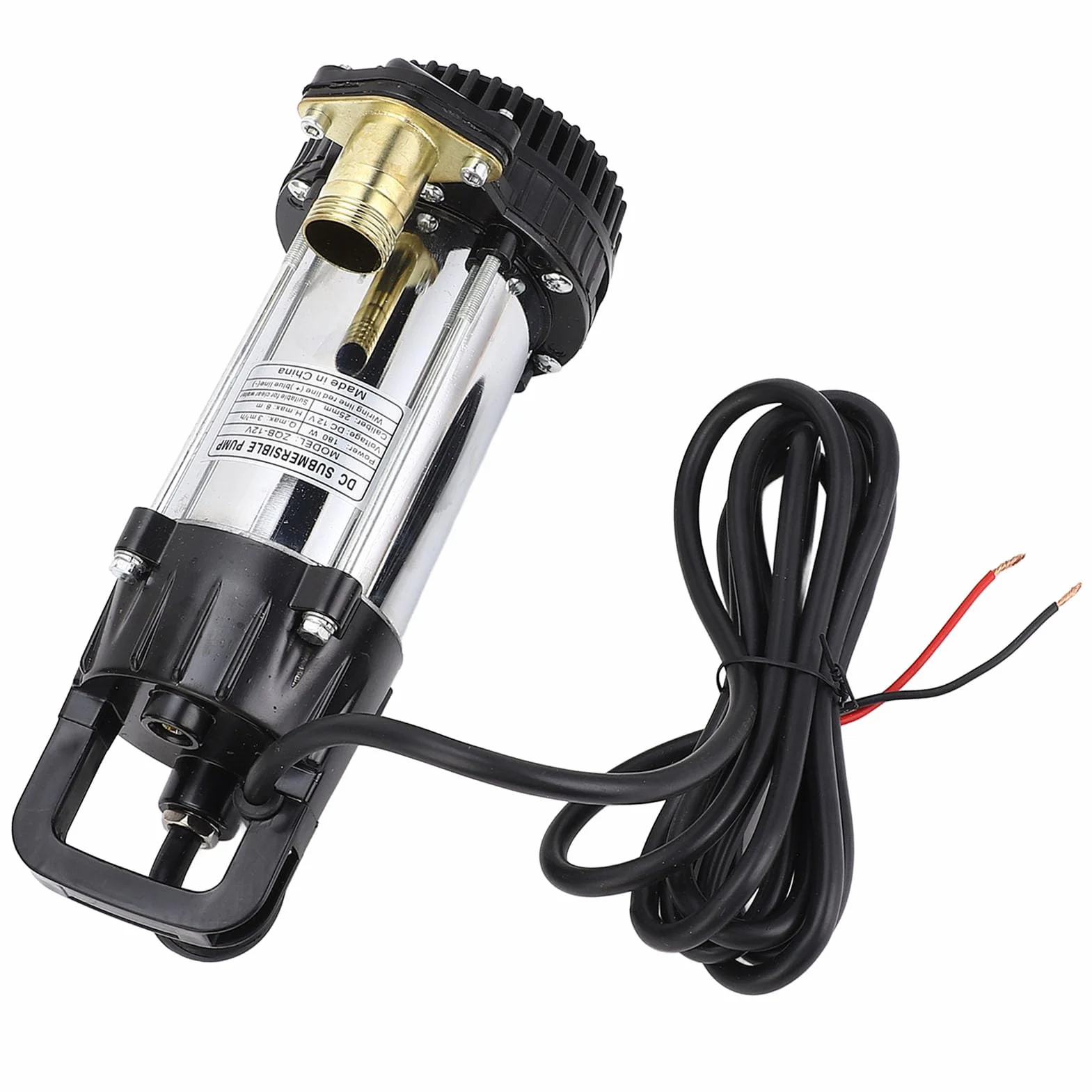 Zerodis Pompa Głębinowa na Prąd Stały, 12 V 180 W Akwariowa Pompa Głębinowa z Korpusem ze Stali Nierdzewnej Bezszczotkowy Silnik Miedziany Podnośnik 8 M do Akwarium Fontanna Staw Hydroponika