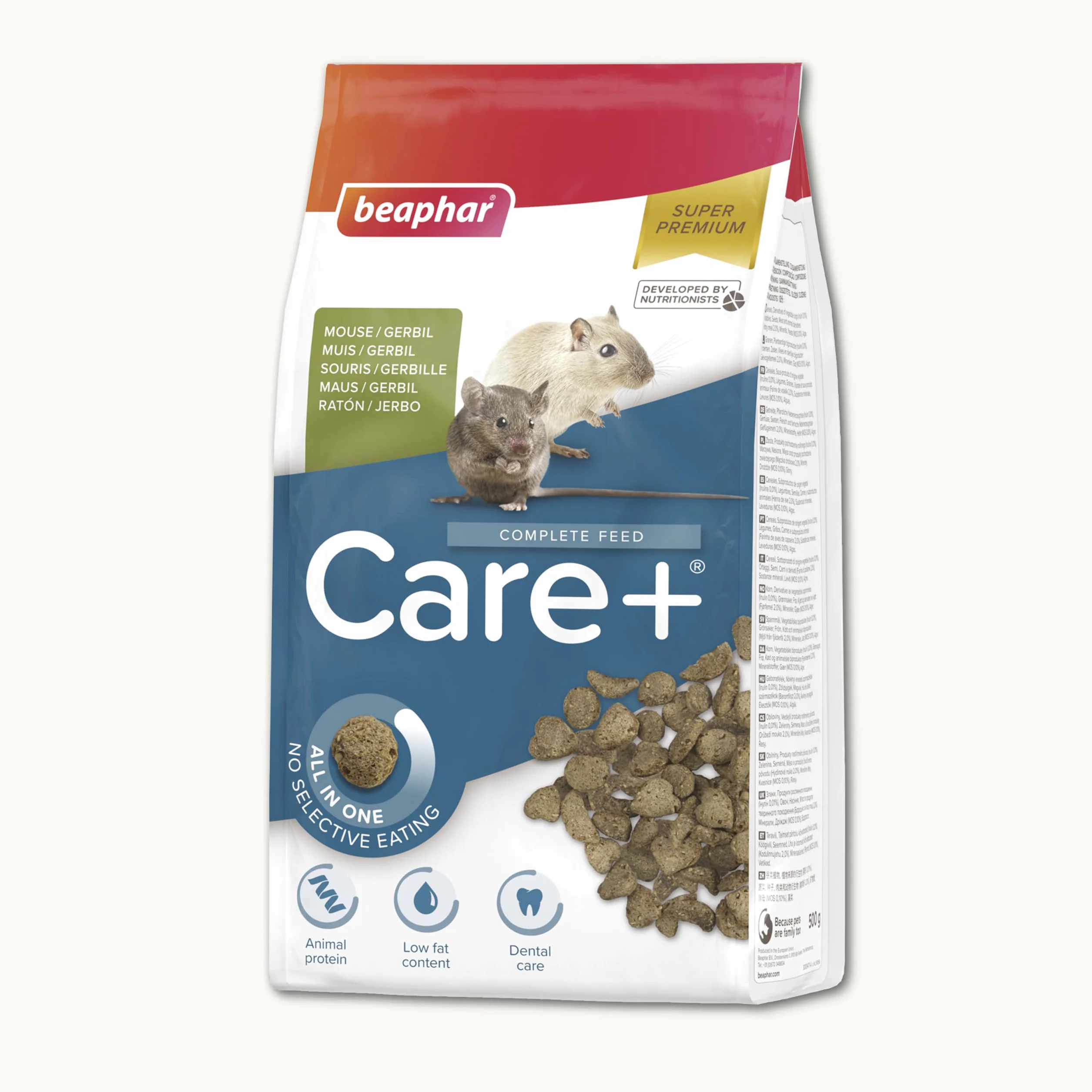 Beaphar - Care+ Penso Super Premium - Jedzenie dla Myszy i Myszy - 500g - Wysoka wartość energetyczna - Zużycie zębów i brak dodatku cukru- Karmienie wytłaczane