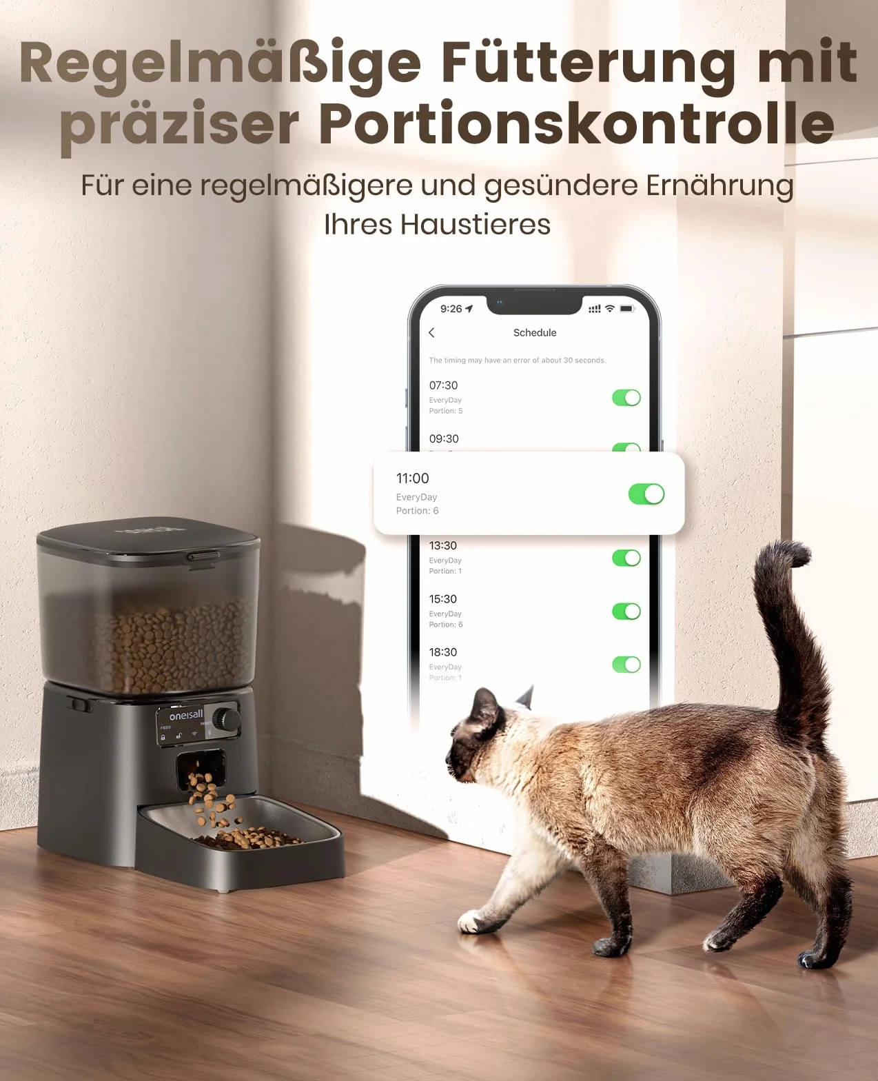 oneisall 3,5 l, automatyczny podajnik karmy dla kotów, inteligentny podajnik WiFi, automatyczny dystrybutor karmy dla kotów, sterowanie aplikacją, 1-10 posiłków dziennie, dozownik żywności