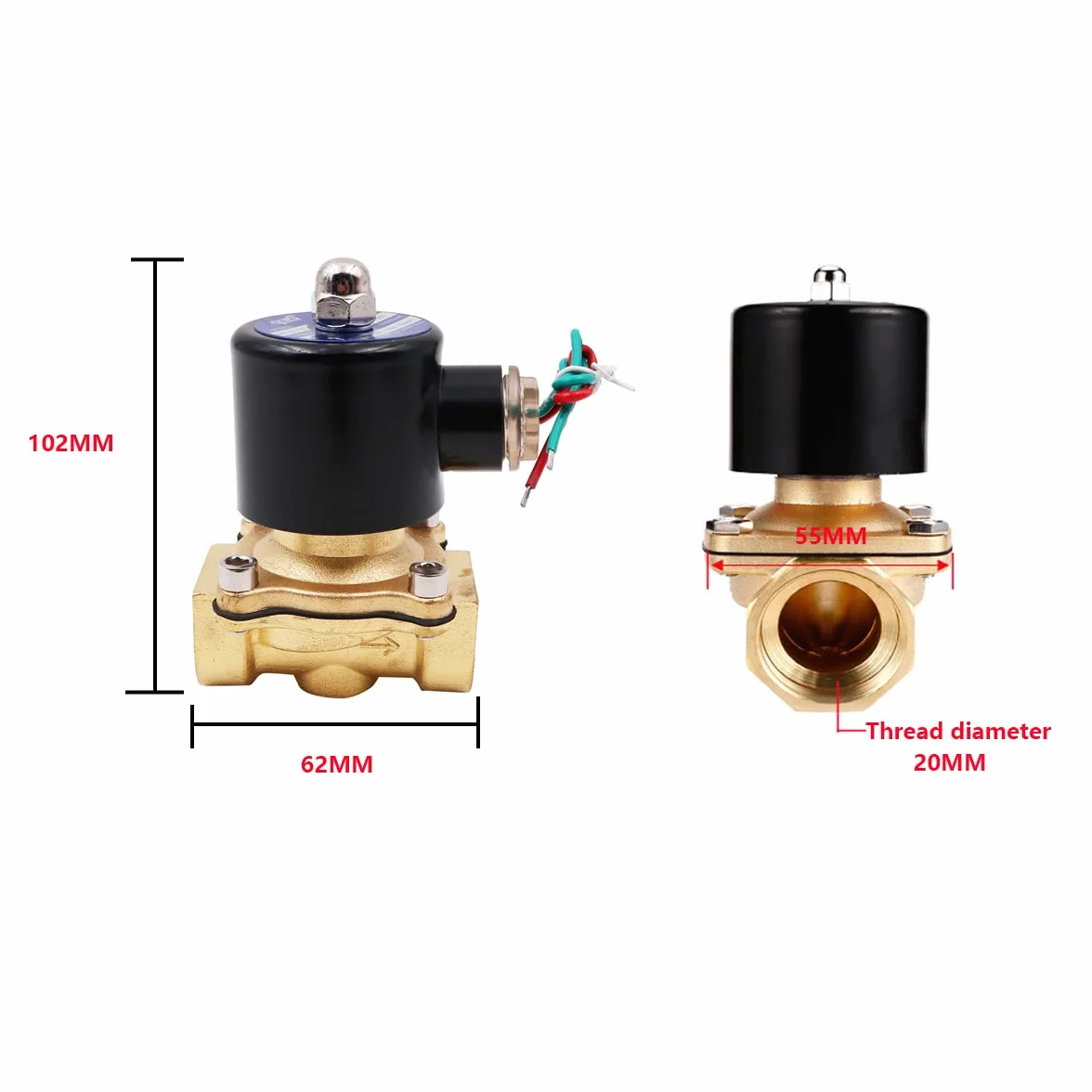 WANGCL Zawór elektromagnetyczny woda 220 V DN15 1/2" normalnie zamknięty