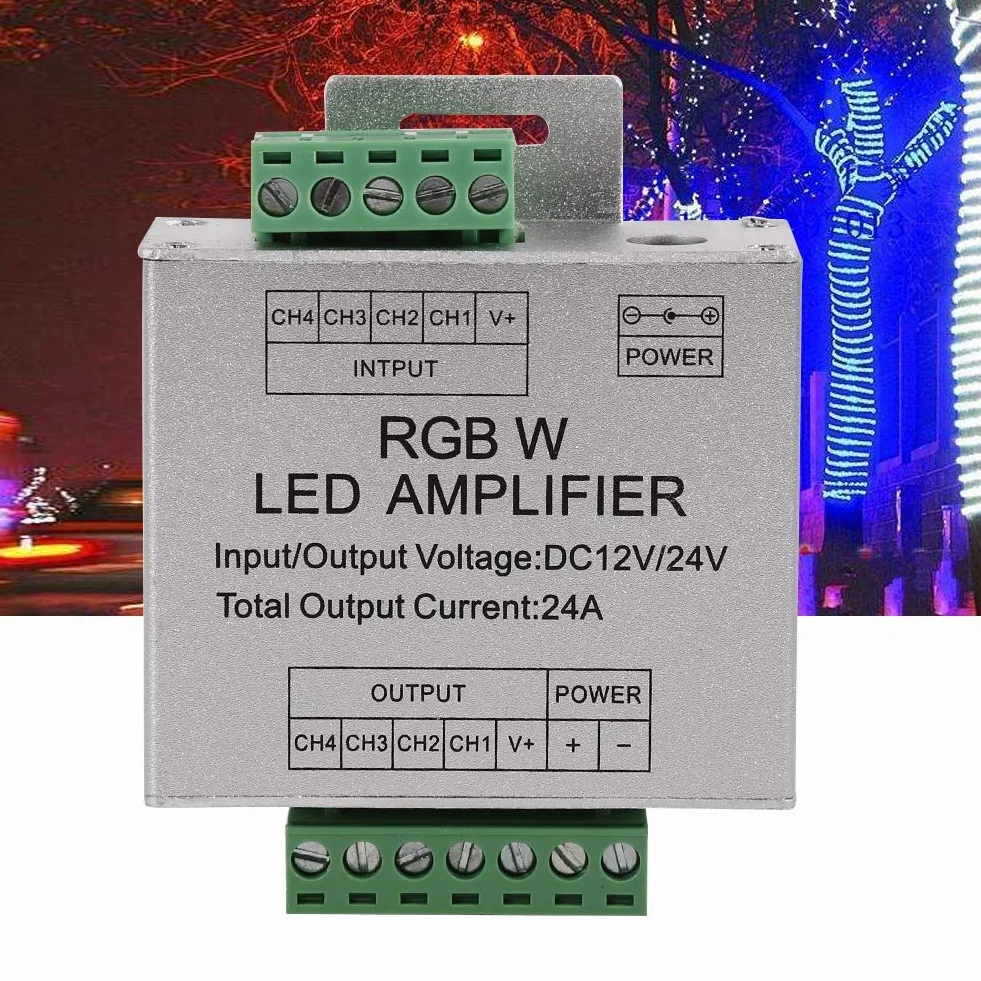 GOTOTOP wzmacniacz LED RGBW 4-kanałowy 12-24V 24A kontroler taśmy LED aluminiowa obudowa