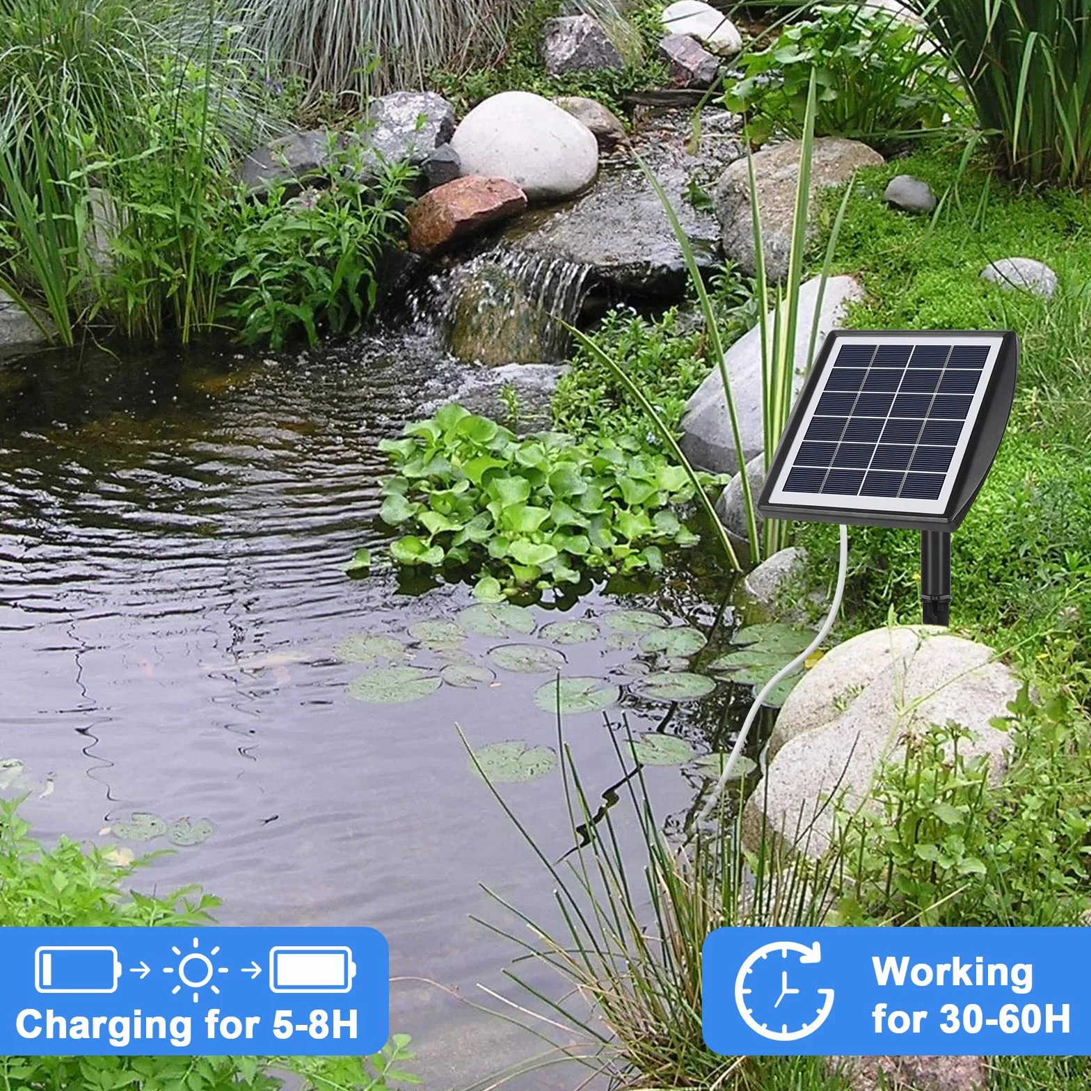 Pompa solarna do akwarium, natleniacz, GuKKK Outdoor Pool Pond Air Oxygen Pump, napowietrzacz z rurką tlenową do akwarium i kamieniem bąbelkowym
