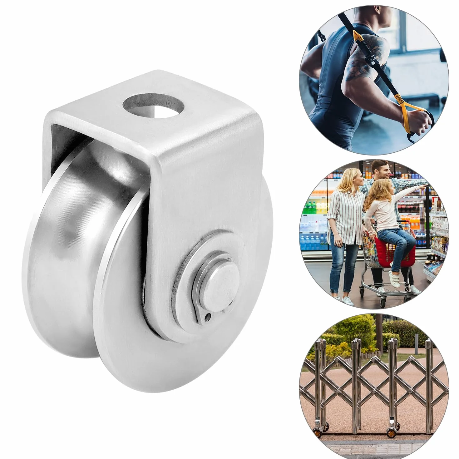 QWORK bloczki linowe ze stali nierdzewnej 48 mm nośność 250 kg do bram automatycznych