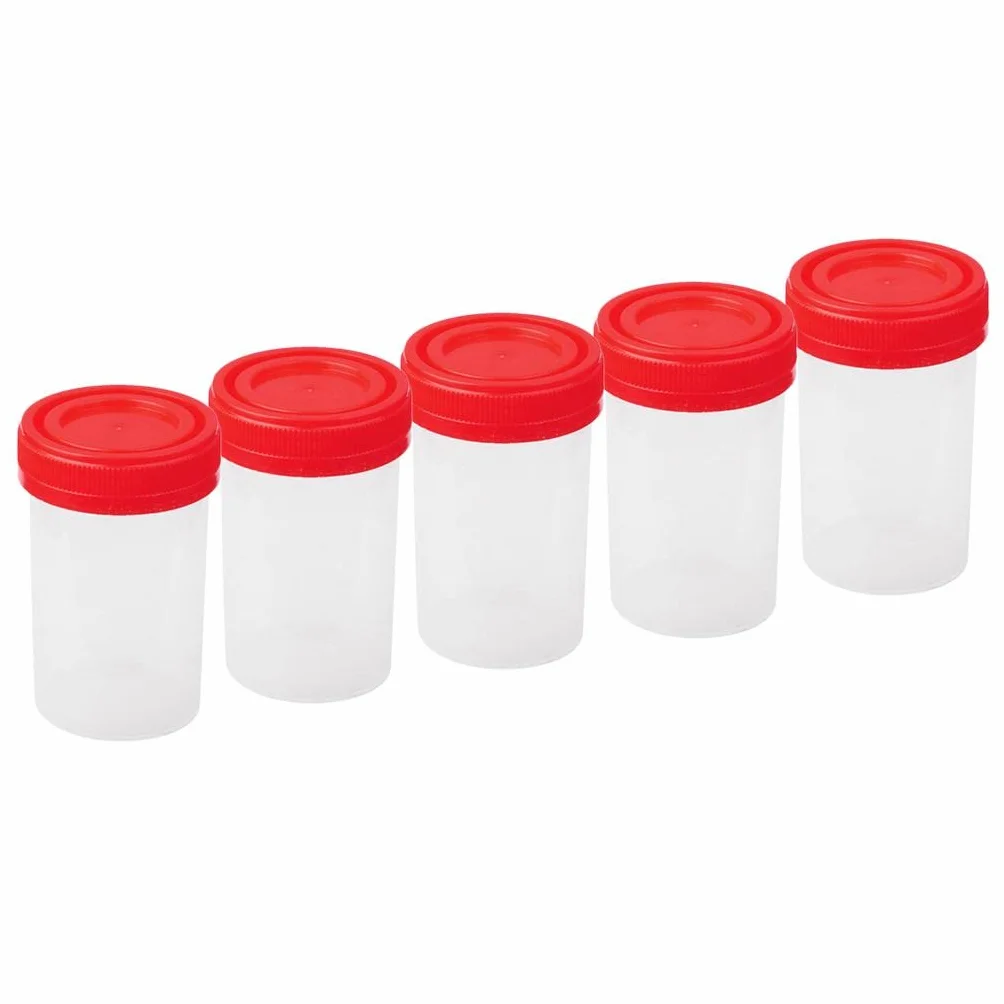 Sterylny plastikowy kubek na próbki 60 ml z podziałką i pokrywką