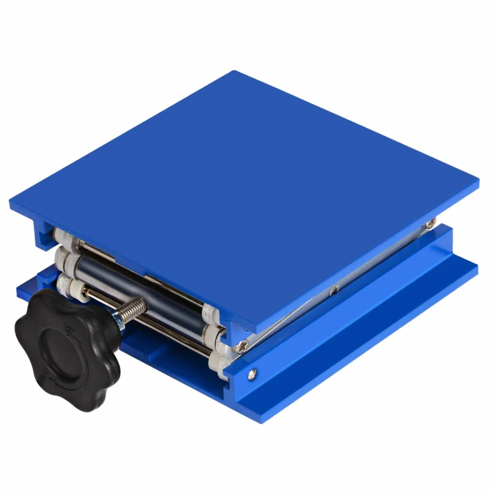 stonylab Gniazdo laboratoryjne 150 x 150 mm anodowane Alumunium Top Deck Laboratorium Podnośnik Podnośnik Lab Podnoszenie Stół Scissor Jack ze wspornikiem 10 kg, 63 do 260 mm