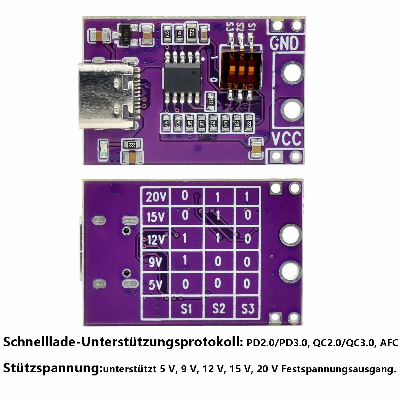 Moduł szybkiego ładowania typu C PD/QC/AFC, moduł wyzwalacza Decoy, obsługa 5 V, 9 V, 12 V, 15 V, 20 V, wyjście napięcia stałego, moduł wyzwalacza Decoy Fast Charge
