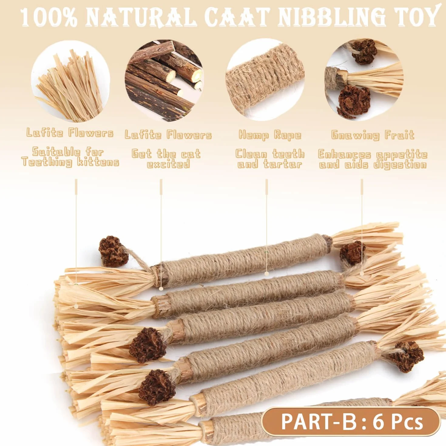 9 Pcs Kitten Teething Toy（6 Pcs Cats Chew and 3 Pcs Cat Rope Toy）Catnip Toys for Cats丨Kitten Chew Toys for Indoor Cat Teeth Cleaning Teething and Stress Release