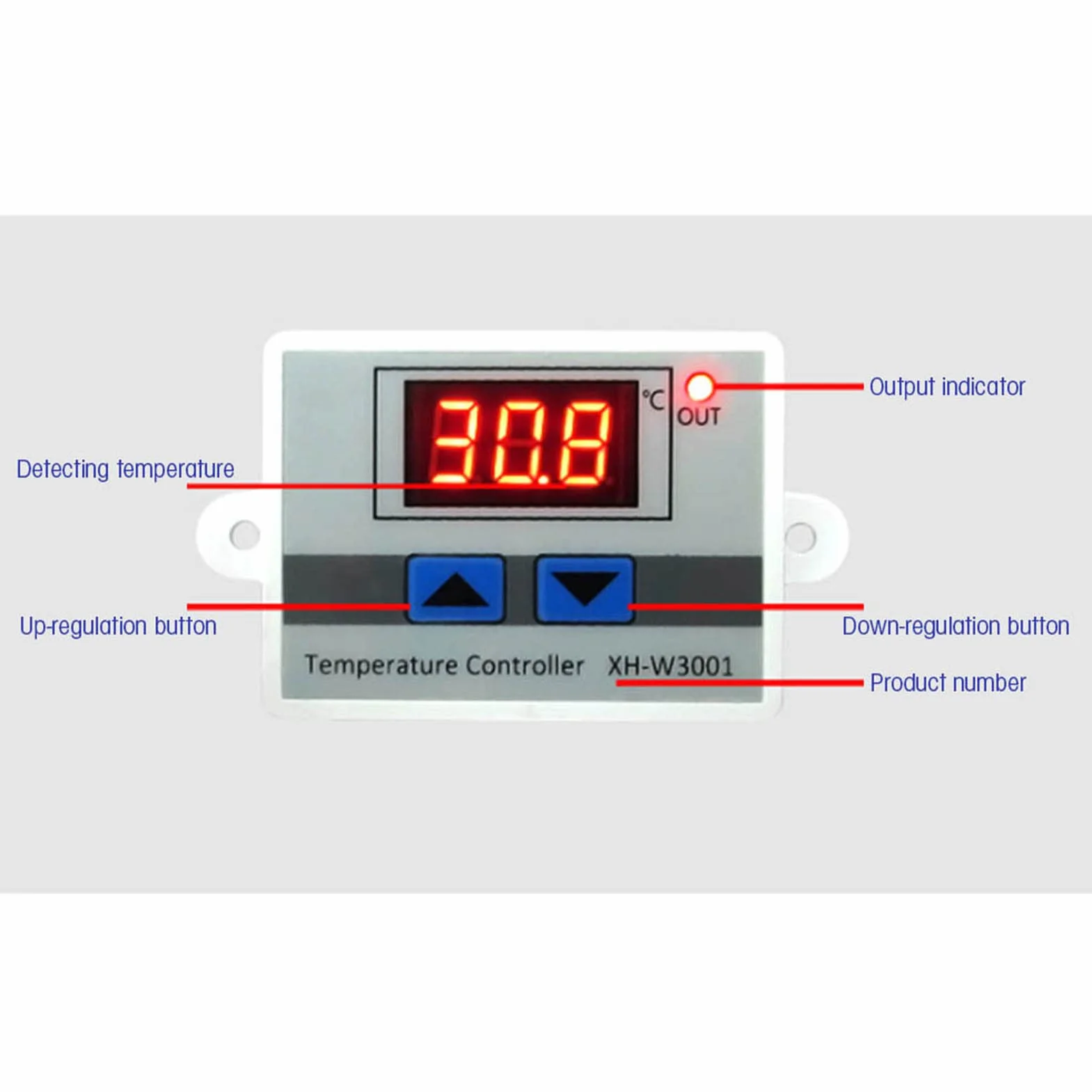 Cyfrowy regulator temperatury, cyfrowy przełącznik termostatu regulatora temperatury Xh-W3001, przełącznik termostatu z czujnikiem wodoodporności[110-220V/1500W]