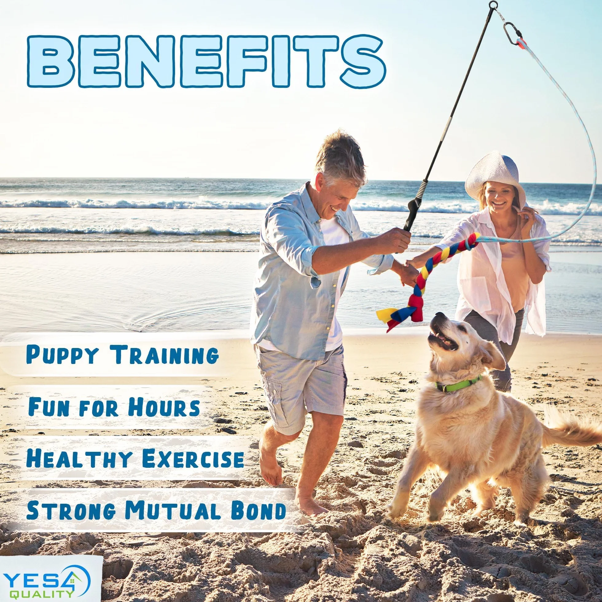 Flirt Pole for Dogs w/Safe & Strong Nylon Rope, Heavy-Duty Lure Stick for Dogs of Any Size, Dog Toy for Obedience Training & Exercise by Yes4Quality
