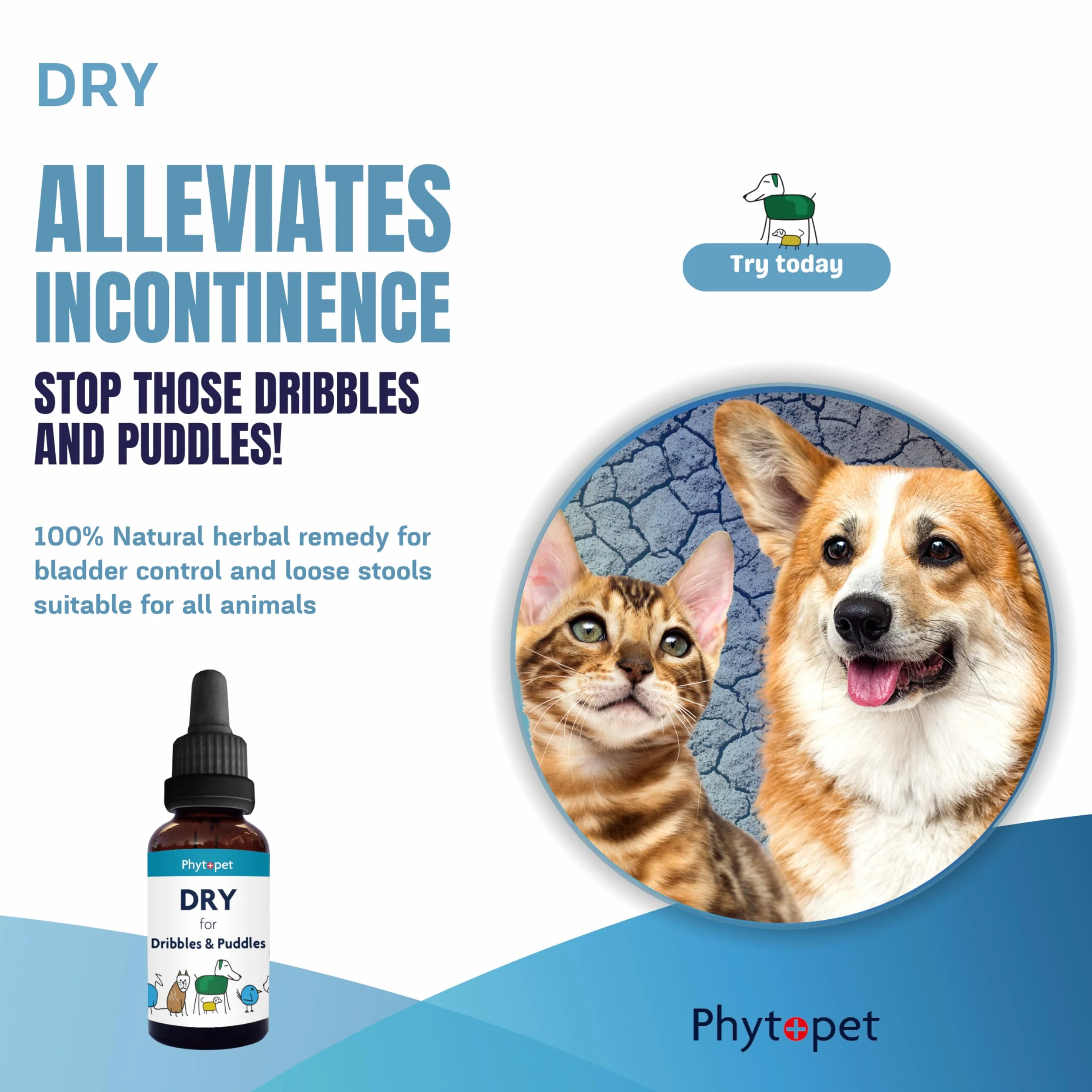 Phytopet Suchy | 30 ml | 100% naturalny środek ziołowy | kapie, kałuże i nietrzymanie moczu | dla psów, kotów, ptaków, koni, zwierząt domowych |