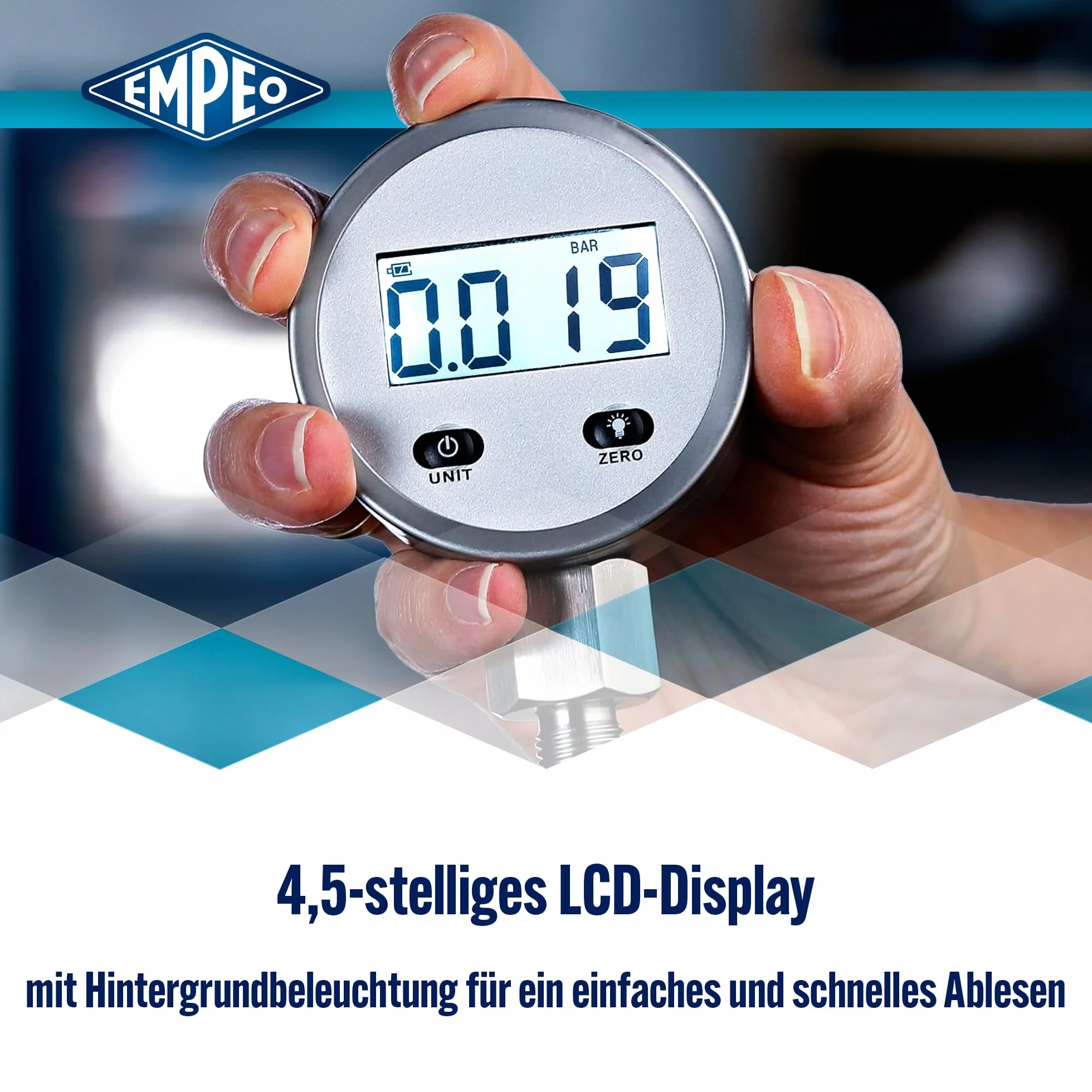 by Messbo cyfrowy manometr Digi-10, 0-25 bar, dokładność 1%, tester ciśnienia z wyświetlaczem LCD, standard G1/4