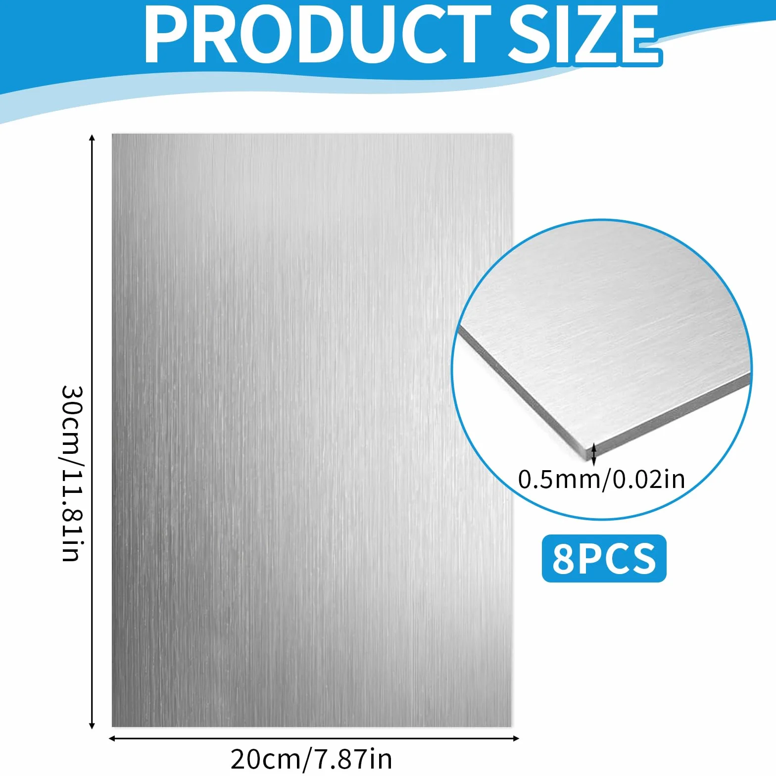 Blacha aluminiowa 0,5 mm 30x20 cm płyta z folią ochronną 8 sztuk