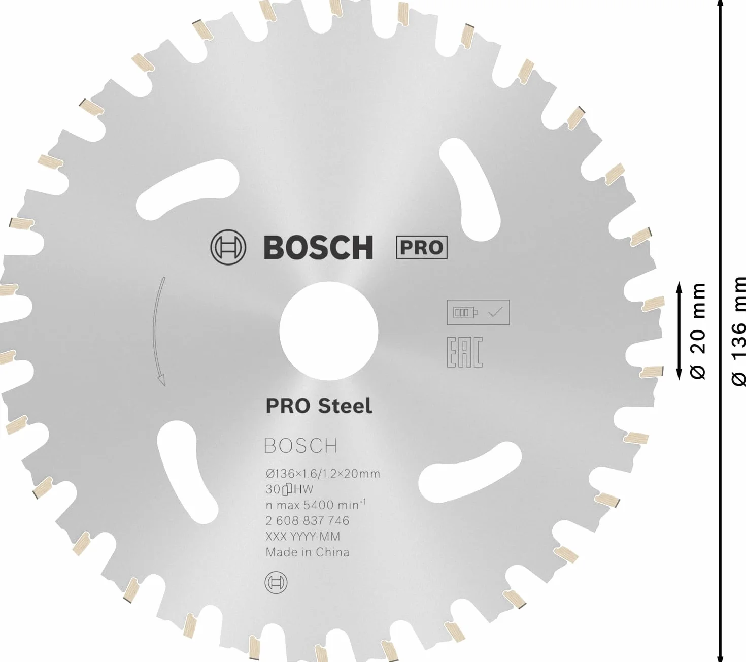 Bosch Professional Piła tarczowa Standard for Steel 136x20x1.6 mm 30 zęby