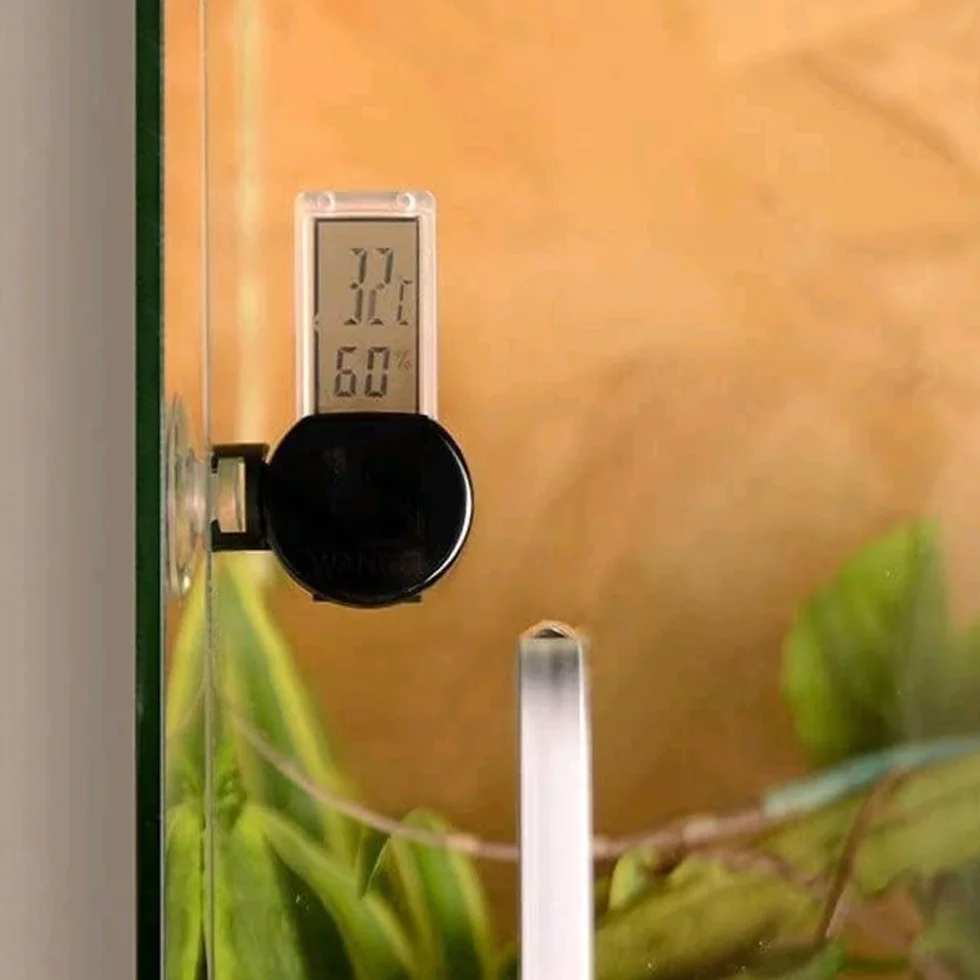 WANGCL Elektroniczny termometr higrometr z higrometrem w czasie rzeczywistym wodoodporny jaszczurka pojemnik na zbiorniki w lesie deszczowym monitorowanie temperatury wilgotności z wbudowanym