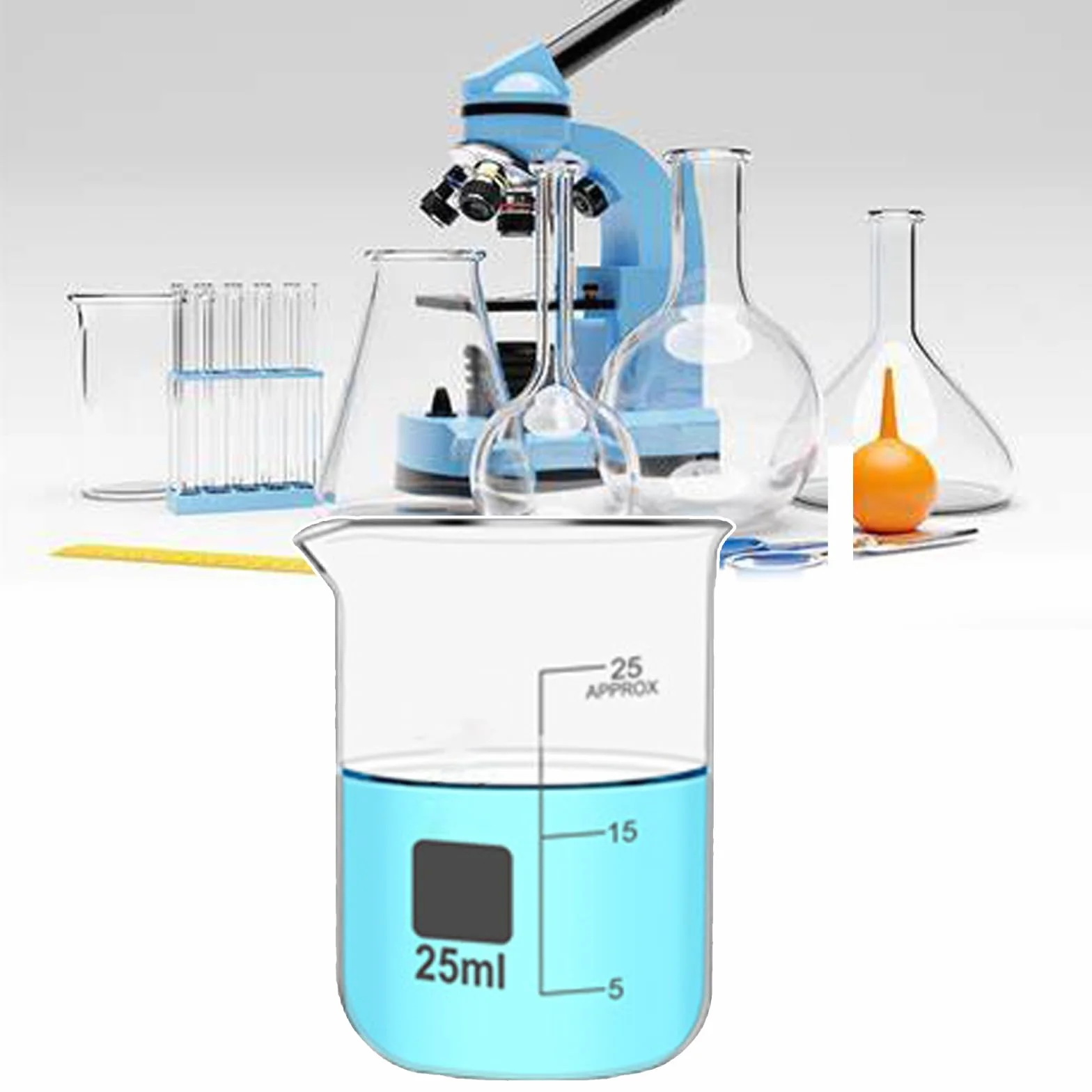 Szklana Zlewka Laboratoryjna Miarowa Ze Szkła Borokrzemianowego 25ml