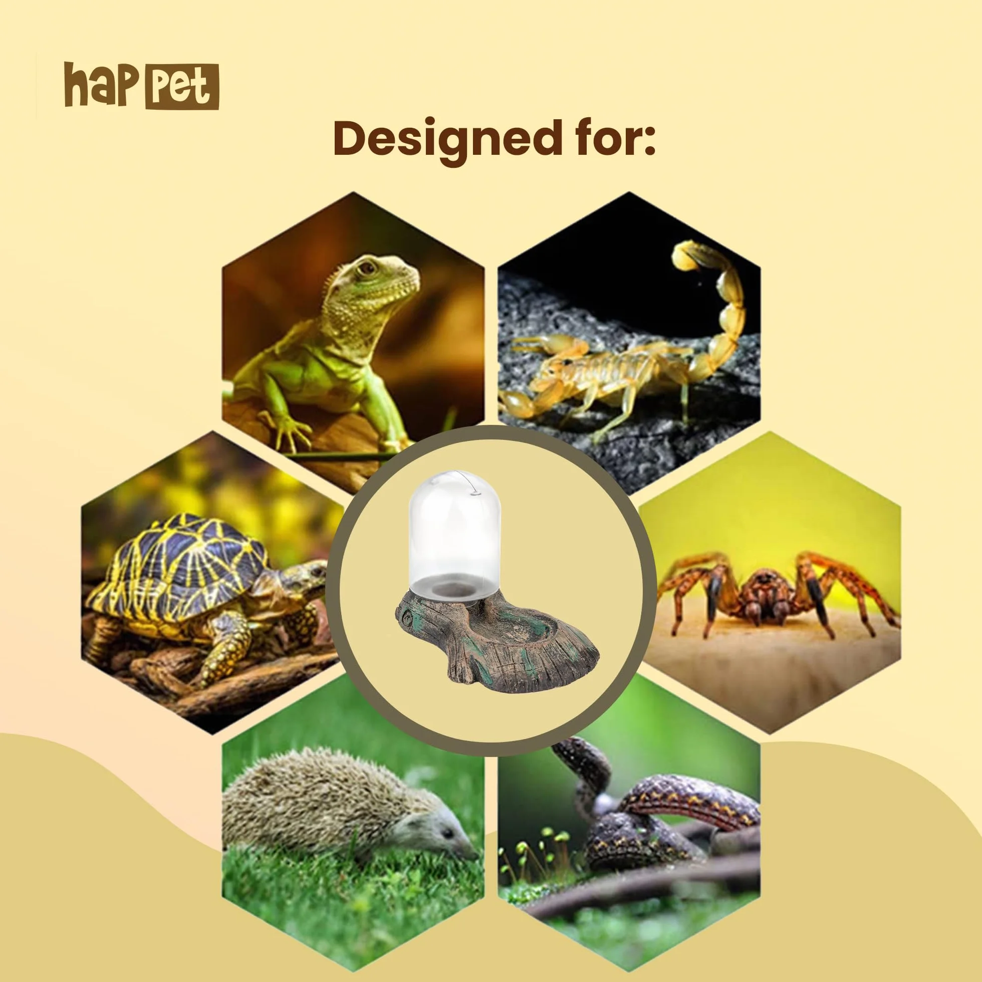 HAPPET Ozdoba Terrarium Poidło 16 cm – Automatyczne Poidło Dla Gadów I Płazów | Stylizowane Na Drewno | Stały Dopływ Wody | Praktyczne I Dekoracyjne Uzupełnienie Terrarium