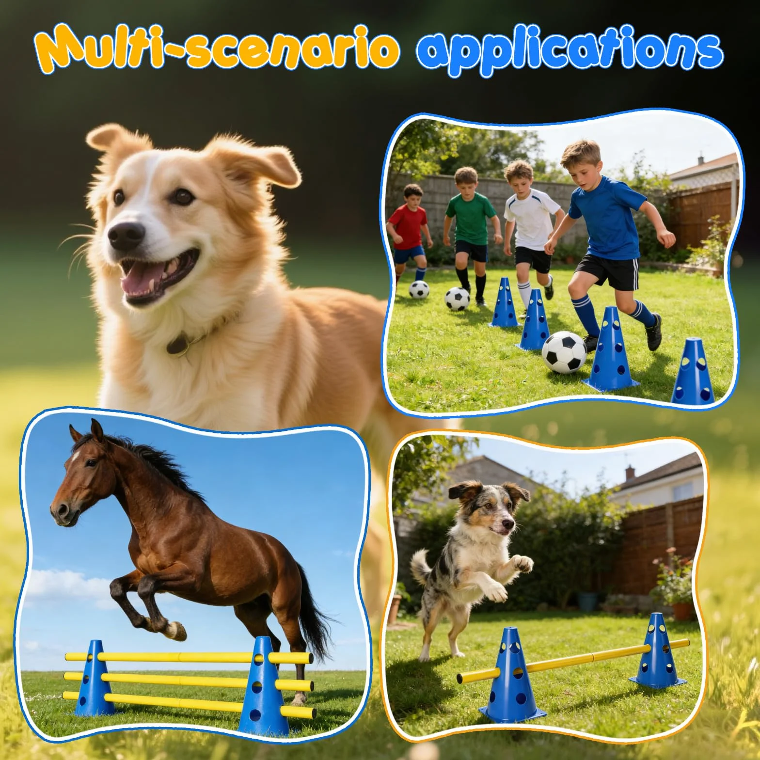 Zestaw Agility 8-częściowy dla psów, Cavaletti dla psa, hobby konie, przeszkody, słupki, przeszkody, hobby horsing, trening psów, akcesoria do agility