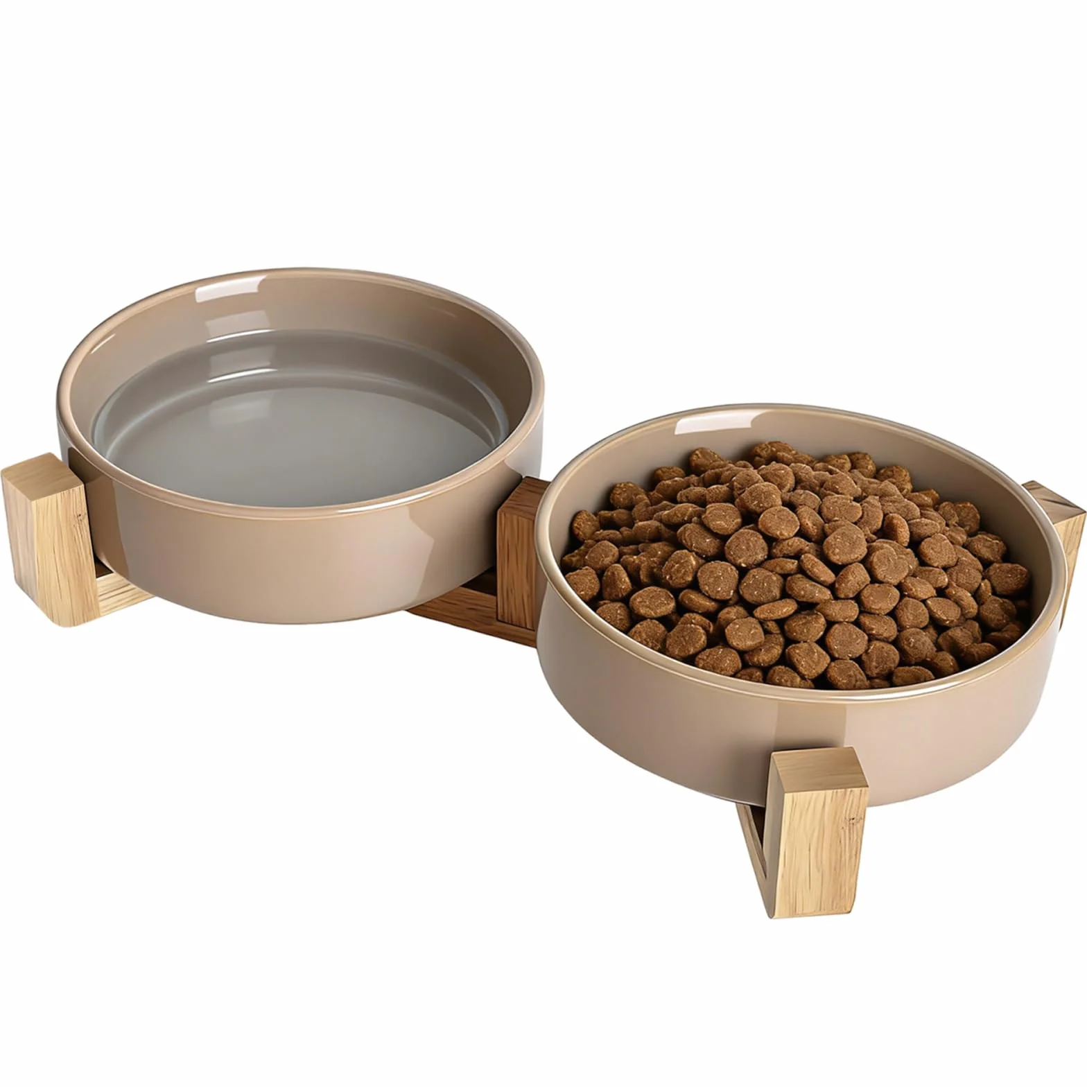 Ceramiczna miska dla psa, zestaw misek na karmę dla psa, podwójna miska na karmę dla psa z uchwytem, miska dla psa podwyższona, miska dla małych i średnich psów, stacja do karmienia
