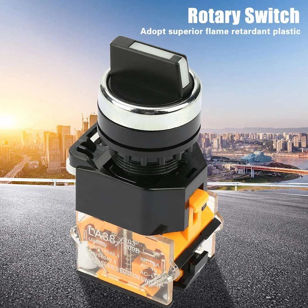 Przełącznik obrotowy 22MM LA38-11BX22 10A 220V/380V 2 pozycje 1NO 1NC automatyczny reset