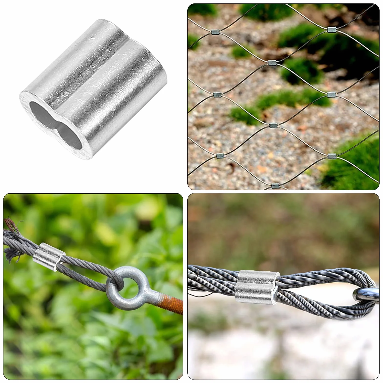 Aluminiowe klipsy zaciskowe 2 mm do lin stalowych srebrne