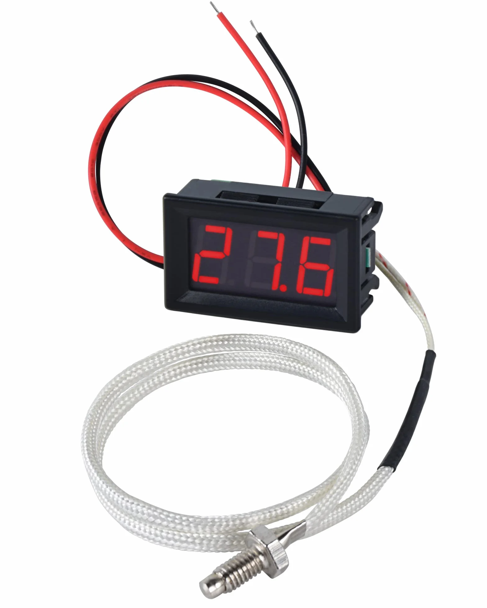 Termometr Cyfrowy DC 12V LED Przemysłowy z Sondą Termopary Typu-K -30～800℃ Wodoodporny Czerwony