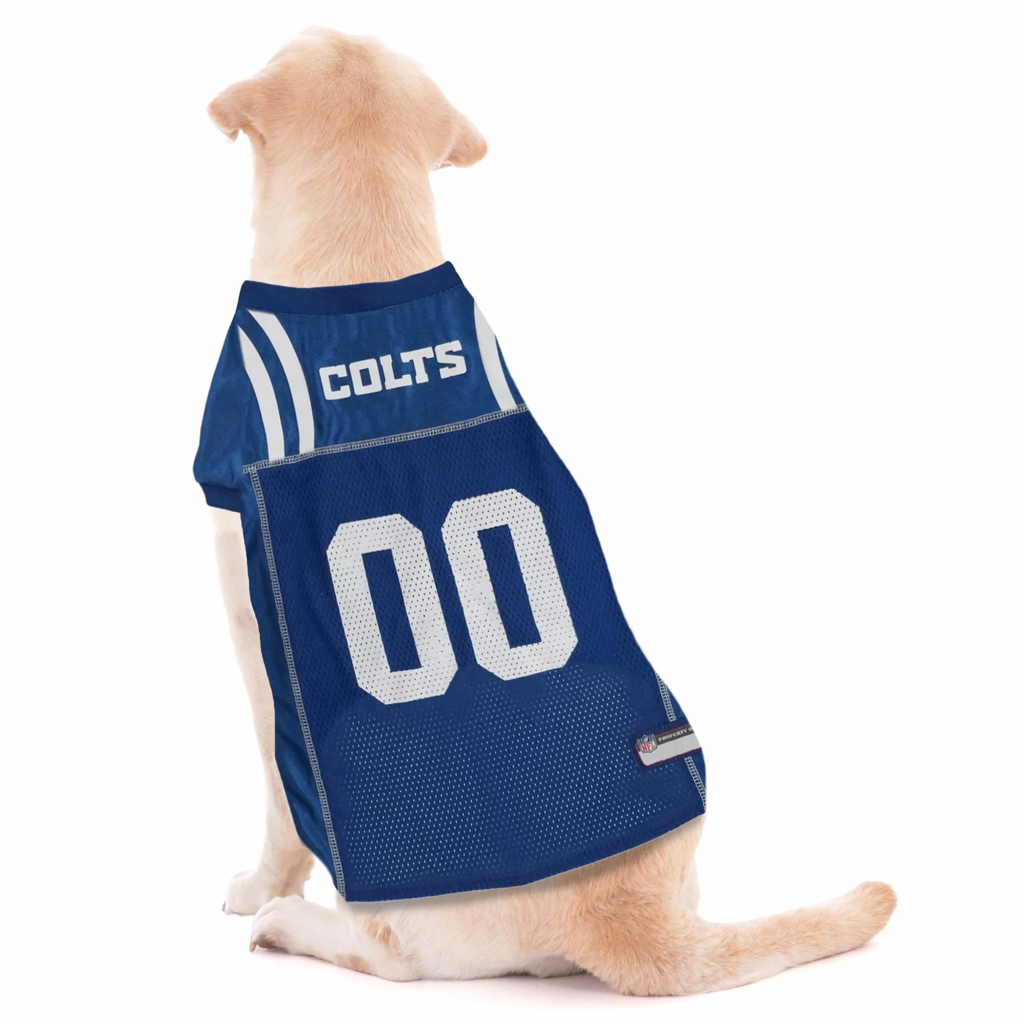 Pets First NFL Indianapolis Colts Dog Jersey, rozmiar S. Najlepszy kostium piłkarski dla psów i kotów. Licencjonowana koszulka dżersejowa