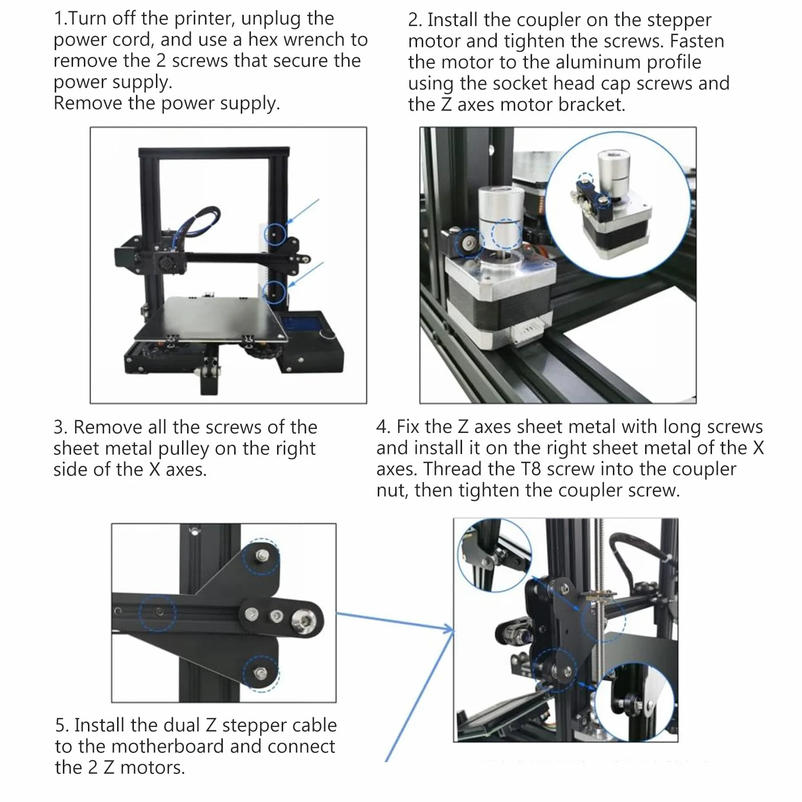 CREALITY Ender 3 Zestaw Modernizacji Drukarki 3D z Podwójną Osią Z i Silnikiem Krokowym