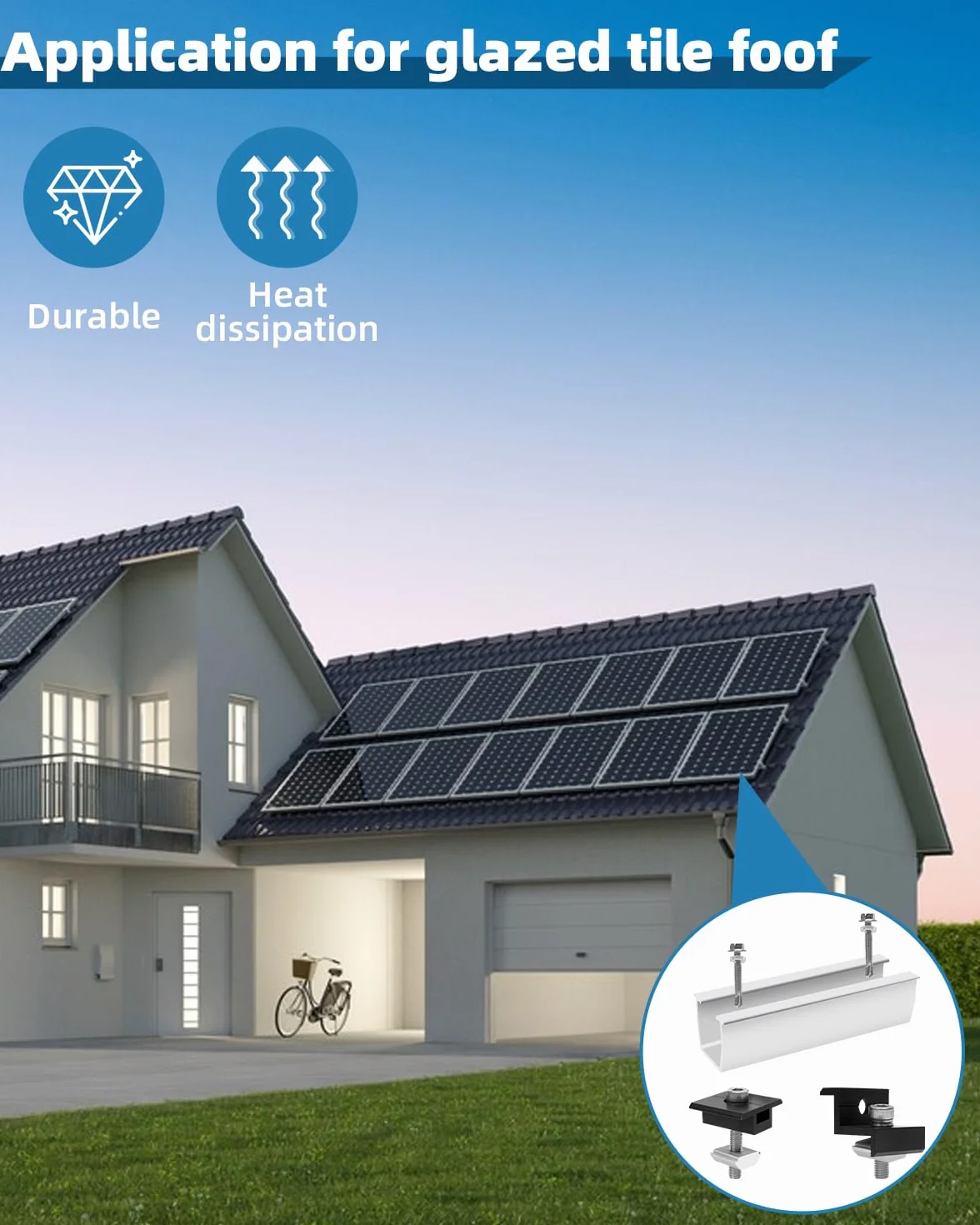 LEAZZLE zestaw montażowy uchwyt solarny płaski dach szyna mocująca PV panel słoneczny