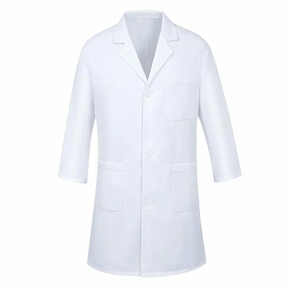 AUYAO Szlafrok laboratoryjny dla dzieci, biały bawełniany fartuch laboratoryjny, biały szlafrok medyczny chłopiec dziewczynka kostium lekarza chłopca, szlafrok naukowy dla studentów szkoły szpitala