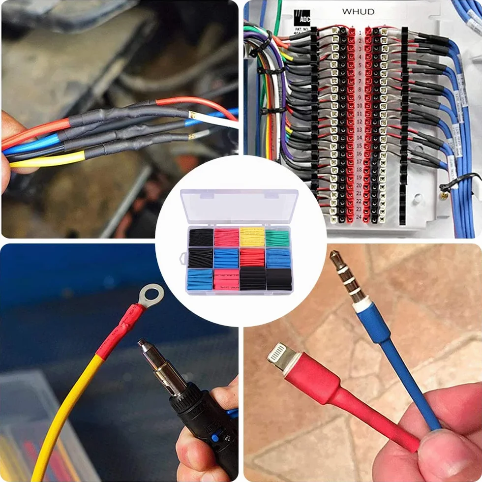 Newaner Rura termokurczliwa, 560 sztuk rurek termokurczliwych o proporcji 2:1, zestaw rurek termokurczliwych do izolacji elektrycznej z pudełkiem (5 kolorów / 12 rozmiarów)