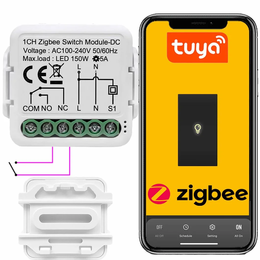 Przekaźnik NO NC BEZPOTENCJAŁOWY, BEZNAPIĘCIOWY ZIGBEE 3.0 Tuya do puszkowy sterownik