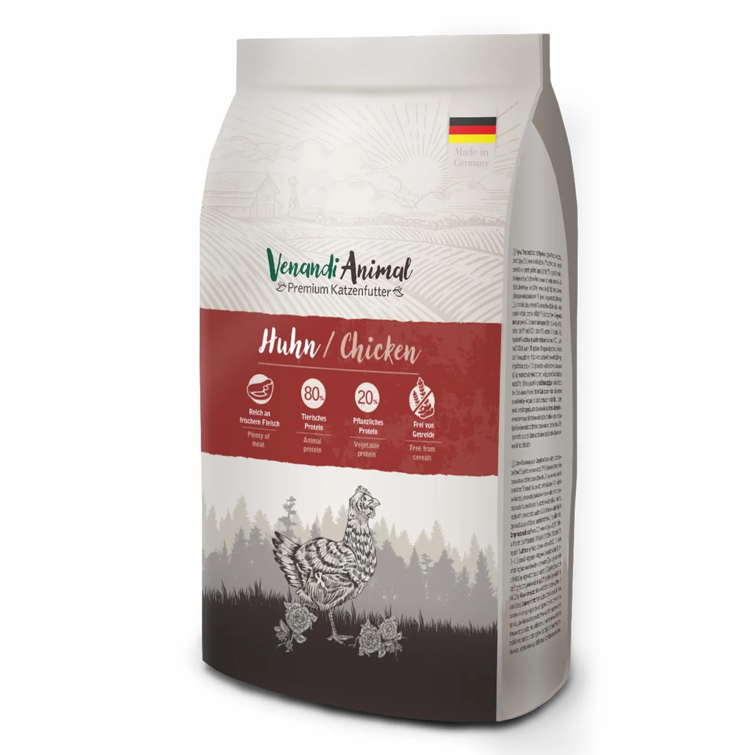 Venandi Animal - Sucha karma premium dla kotów – kurczak, 1 opakowanie (1 x 6,5 kg), bez zbóż, z dużą ilością świeżego mięsa