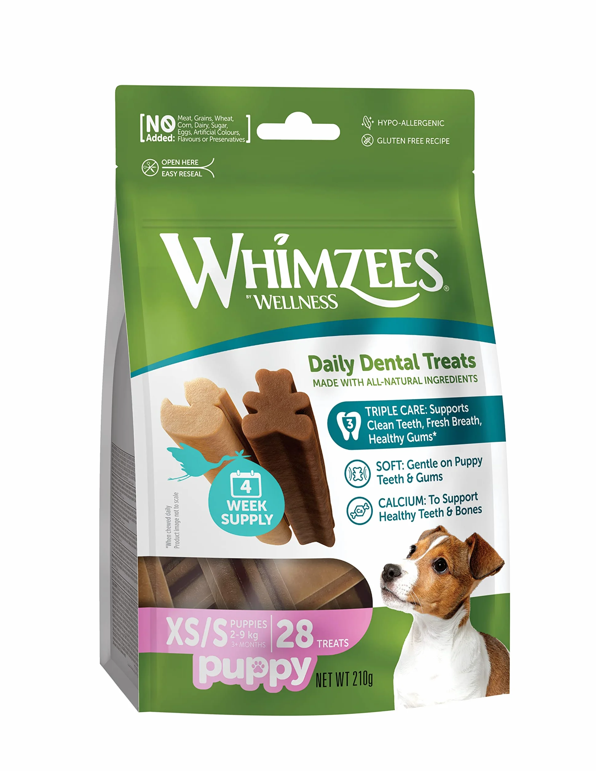 WHIMZEES Puppy Stix XS/S 28 Sztuk Gryzaki Dentystyczne dla Małych Psów Naturalne Bezzbożowe Bez Dodatku Cukru