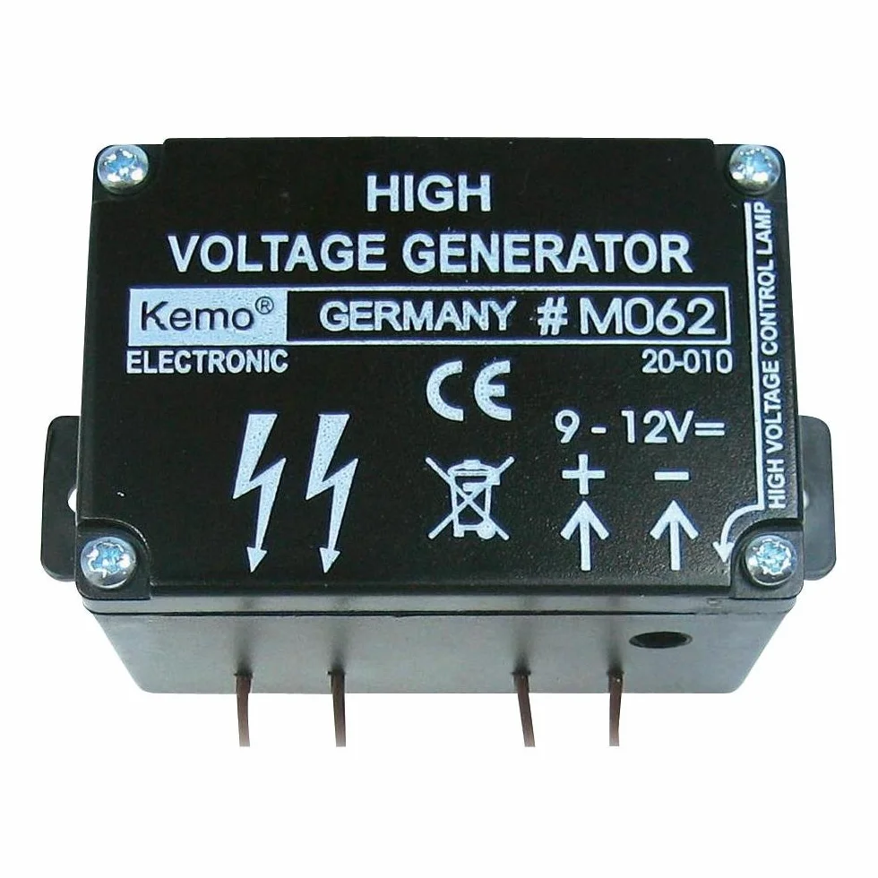 Kemo M062 mini ogrodzenie pastwiskowe, generator wysokiego napięcia 9-12 V/DC. Pulsujące, słabe wysokie napięcie 1000 V. Ogrodzenie elektryczne dla małych zwierząt, ochrona przed włamywaniem (dł. x