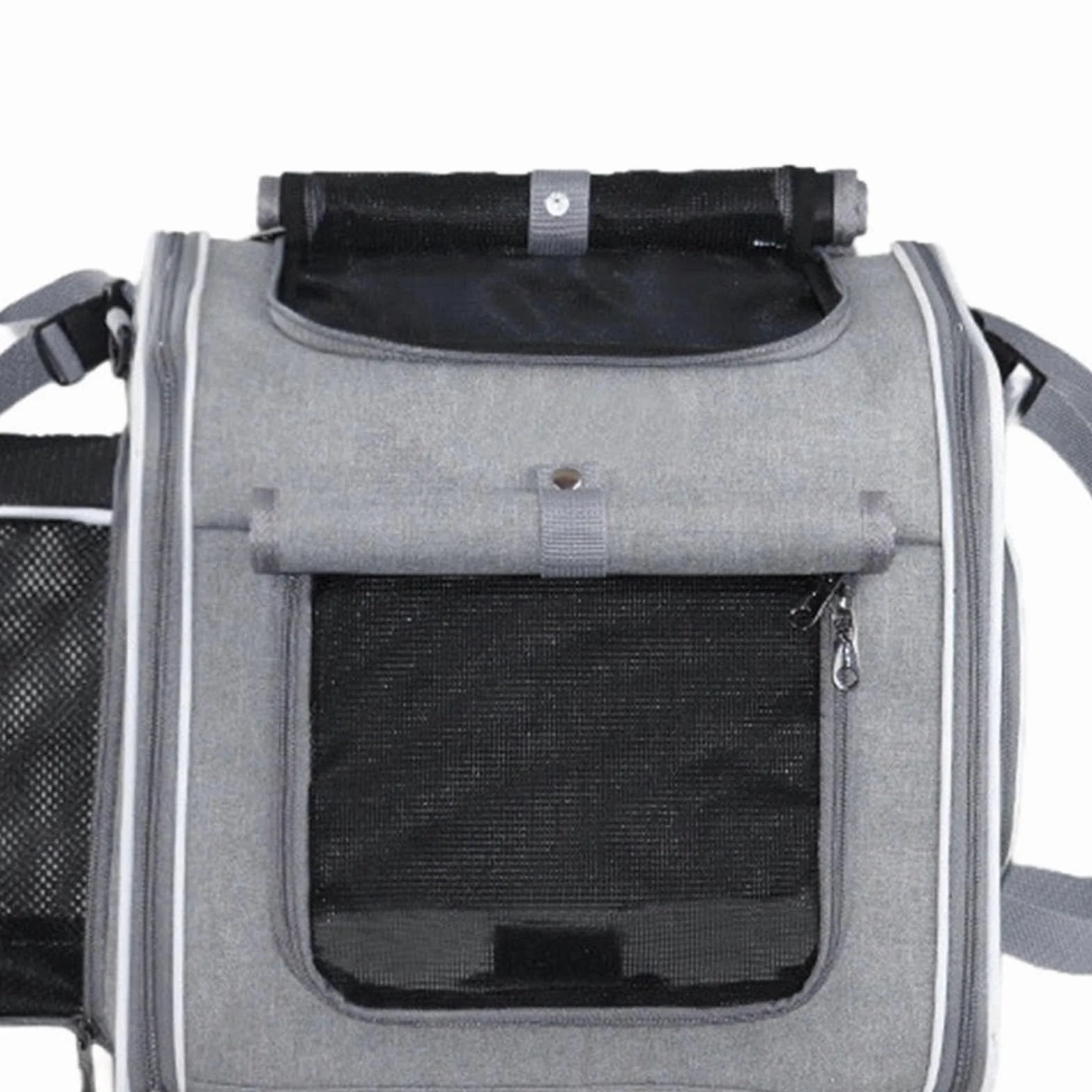 Koszyk Rowerowy dla Psa do 8 Kg Rozszerzalny I Składany 4 Drzwi,4 Siatki,Konstrukcja Z Miękkiej Skorupy Plecak Transportowy Windows Bike Metalową Wytrzymała Tkanina Oxford (GREY)