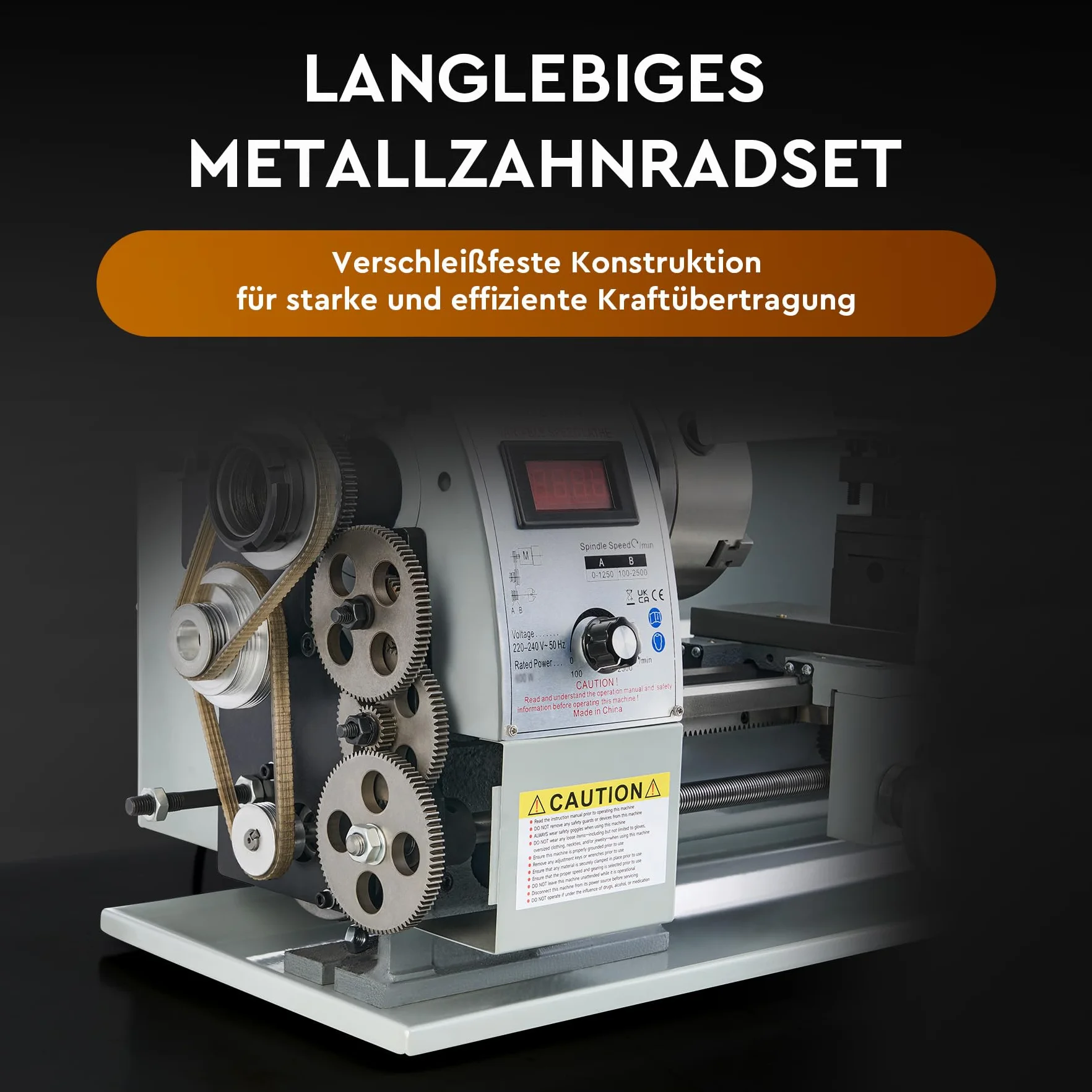 CREWORKS metalowa tokarka 750 W, tokarka 8x16 cali, stołowa tokarka 210x400 mm, tokarka metalowa 2500 obr./min, mini tokarka do metalu do precyzyjnej obróbki metalu, metalowa tokarka (8 x 16 cali)
