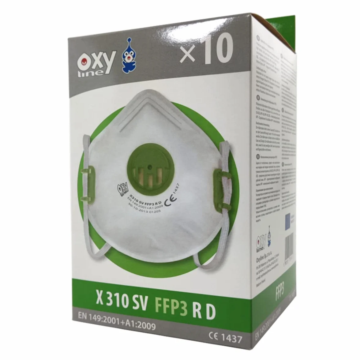10x Oxyline X 310 SV FFP3 R D półmaska półmaska przeciwpyłowa maska oddechowa - maska ochronna wielokrotnego użytku z zaworem - made in Poland