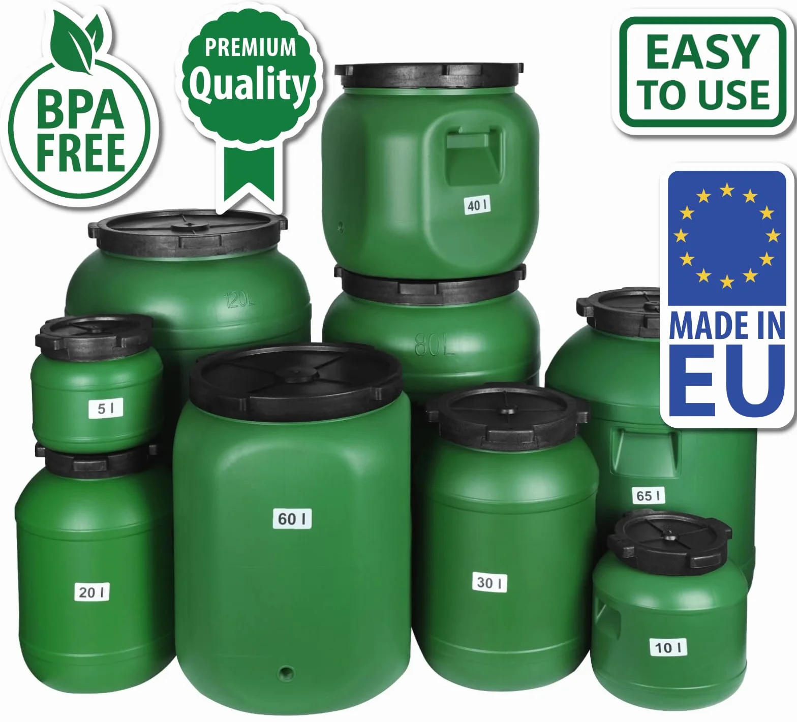F & R Kanister na wodę z kranem 60 l HDPE zbiornik na deszczówkę z pokrywką zielony