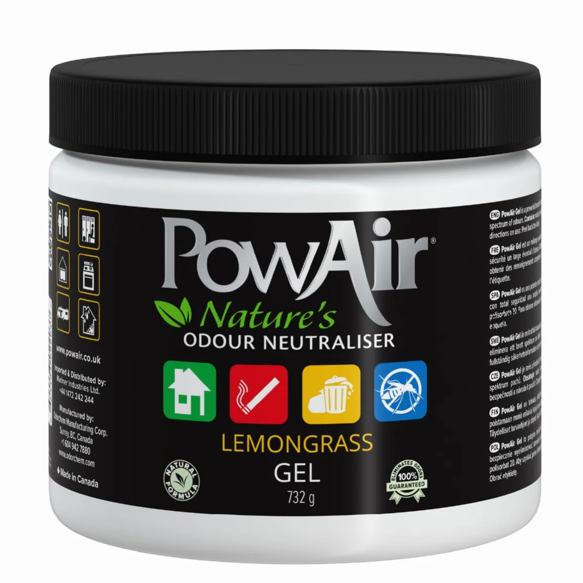 PowAir Żelowy naturalny neutralizator zapachów - zapach trawy cytrynowej - kontrola zapachu do małych i średnich pomieszczeń i obszarów
